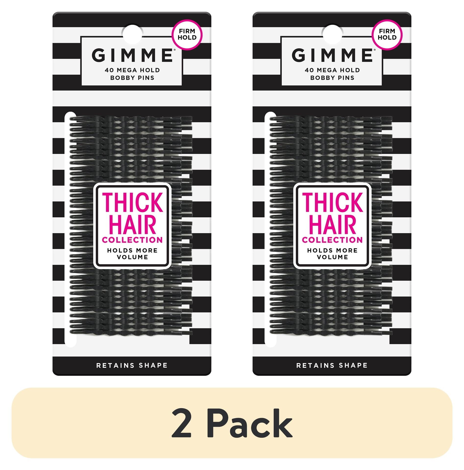 (2 pack) Gimme Bobby Pins, Secure Hold Hair Pins for Thick Hair, Black, 40 Count