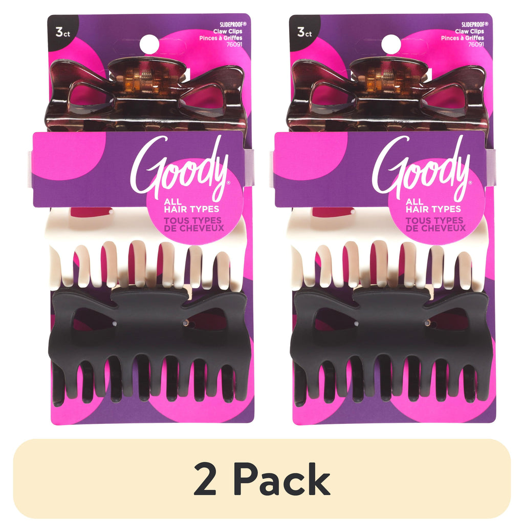 (2 pack) Goody Classic Large Claw Clips 3 Ct Neutral Colors