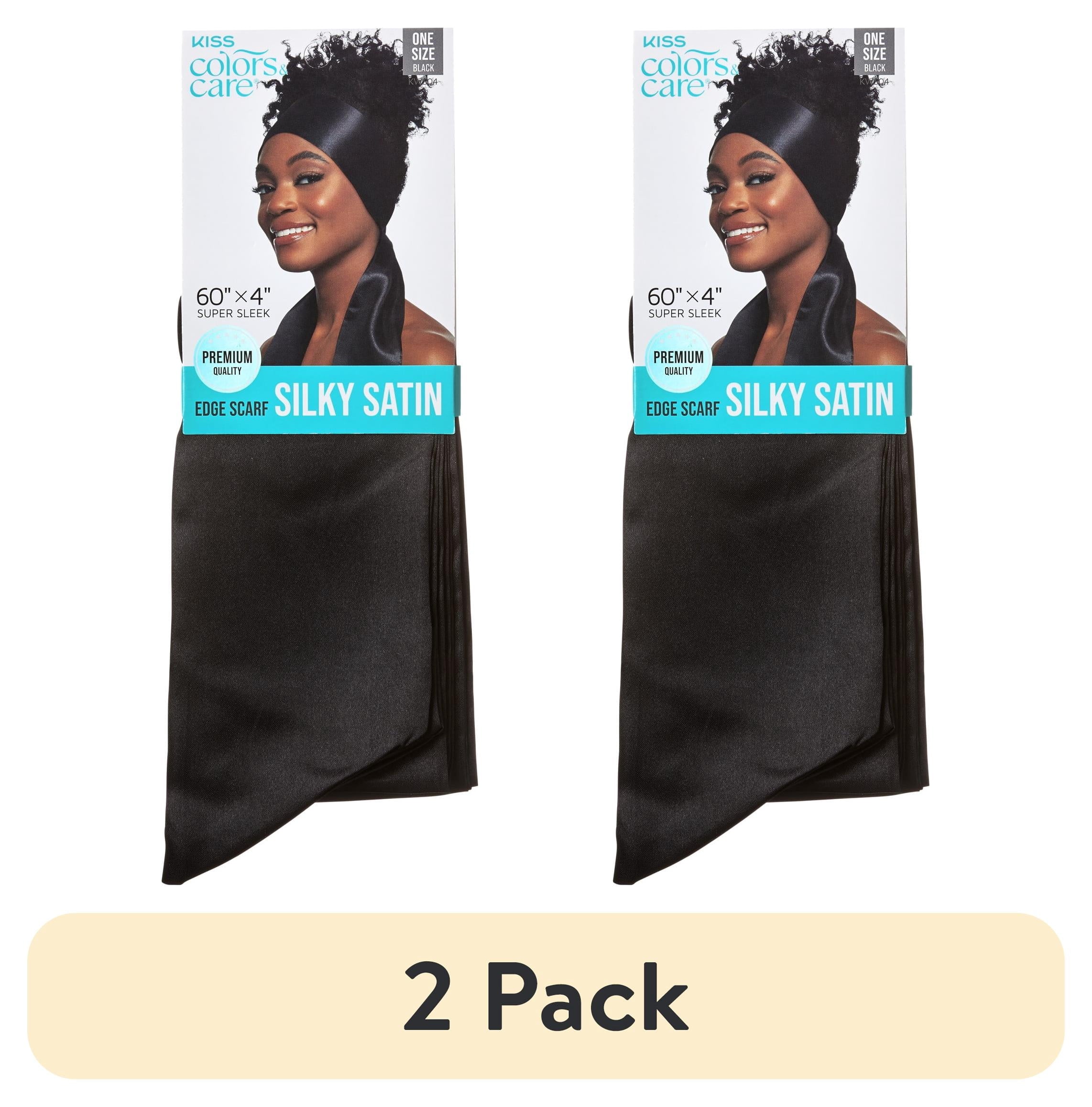 (2 pack) KISS Colors & Care Silky Satin Edge Scarf, Adult, Solid Black Pattern, Size 60" x 4", 1 Piece