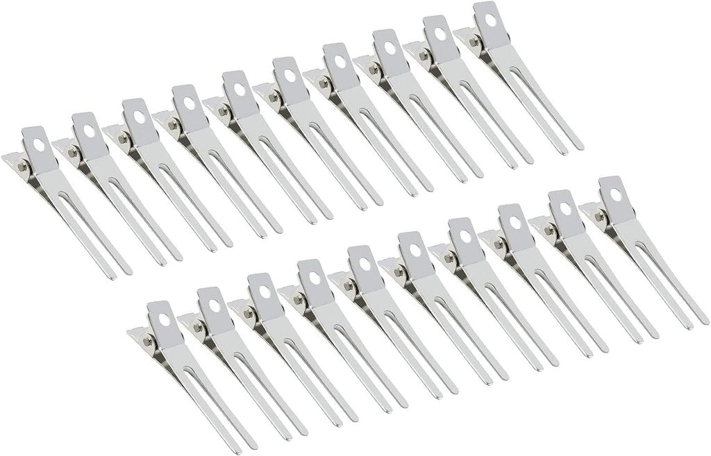20 Pack Hairdressing Double Prong Curl Clips, 1.8'' Duck Billed Hair Clips, Metal Clips Hair Pins, Curl Setting Hair Clips for Women Styling