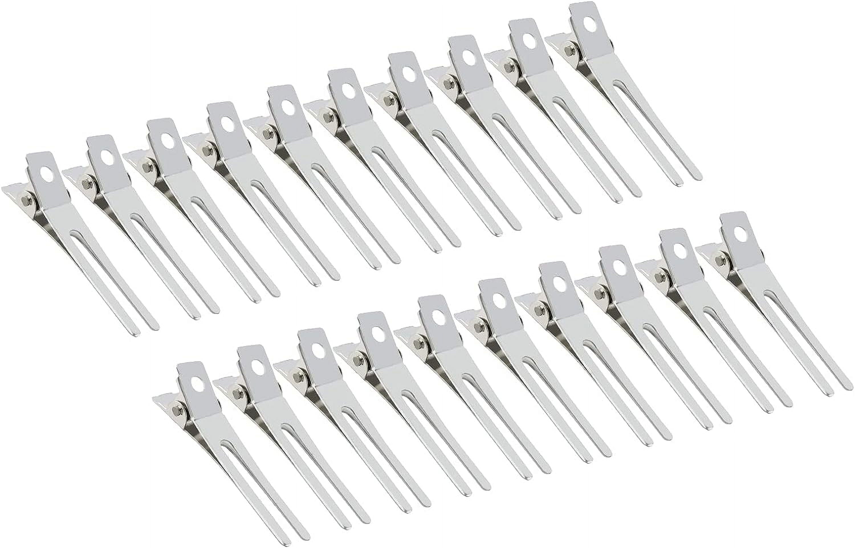 20 Pack Hairdressing Double Prong Curl Clips, 1.8'' Duck Billed Hair Clips, Metal Clips Hair Pins, Curl Setting Hair Clips for Women Styling
