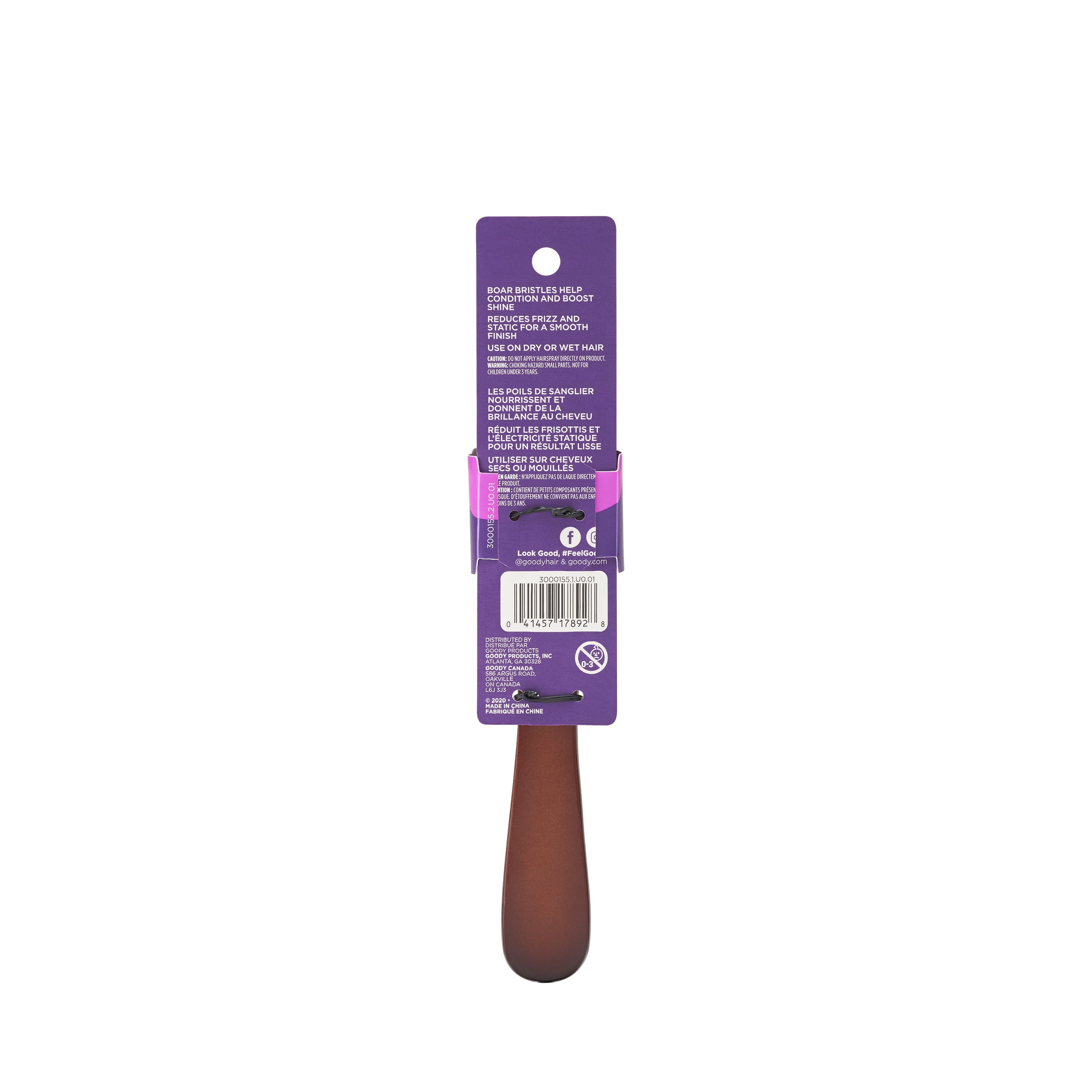 Brush, Smooth And Sleek Styles, Natural Bristles, 1 Ct, For All Hair Types - Image 2
