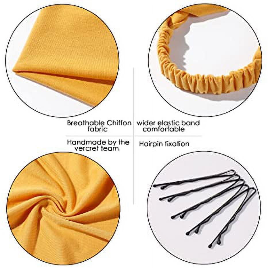 6 Pack Hair Scarf Headband for Women - Elastic Hair Kerchief Large Boho Triangle Bandana Head Scarf with Clips Non Sl... - Image 4