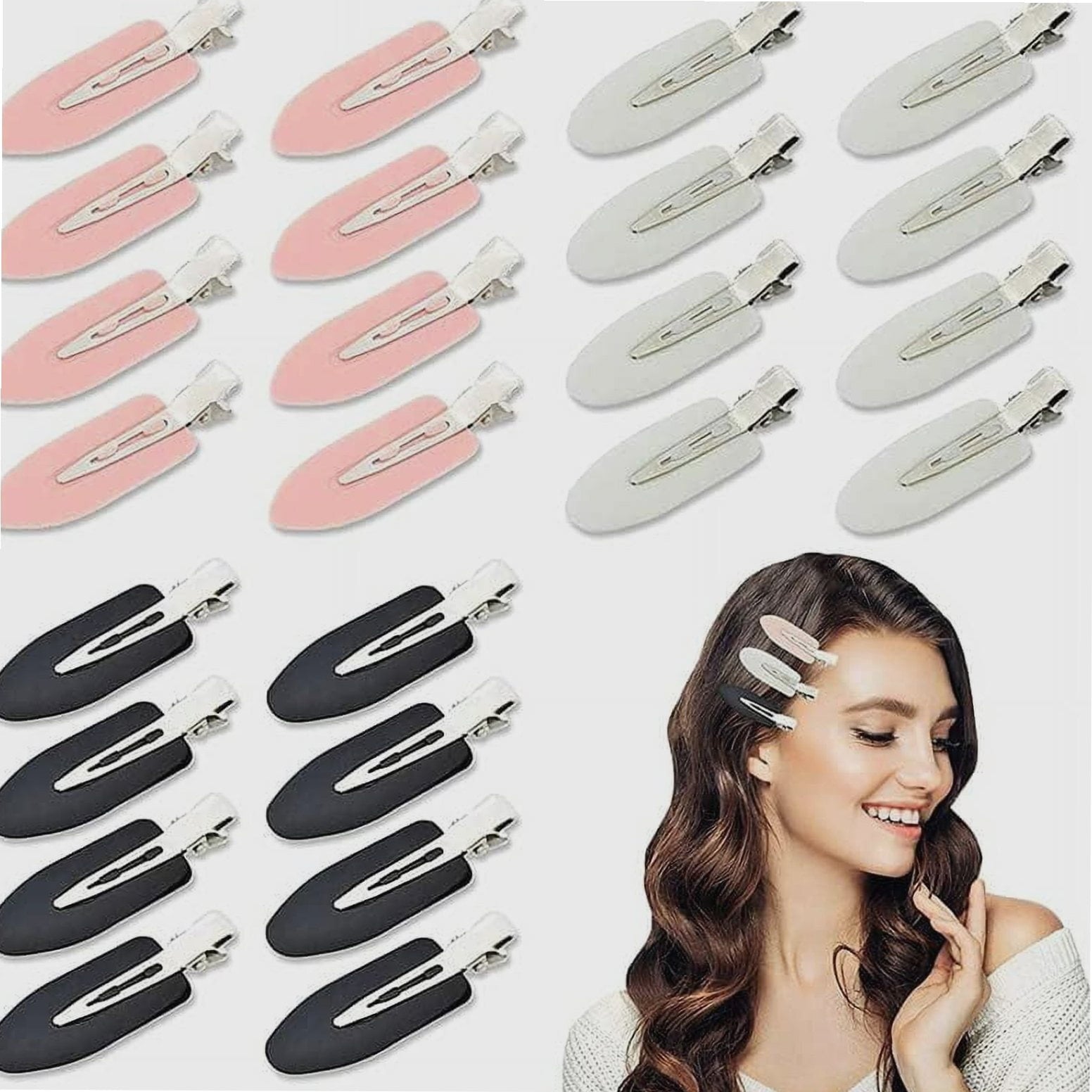 24 Pcs No Bend Hair Clips, No Crease Curl Pin Clips Creaseless Hair Clips, for Styling Sectioning Hairstyle Bangs Wav...