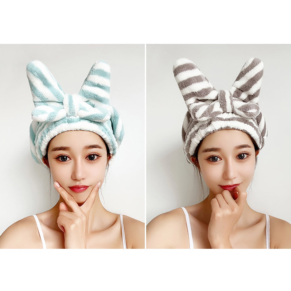 Towel, Microfiber Towels Head wrap with Bow-knot Shower Cap Turban Wrap Bath Cap For Curly Long & Wet gift for women - Image 6