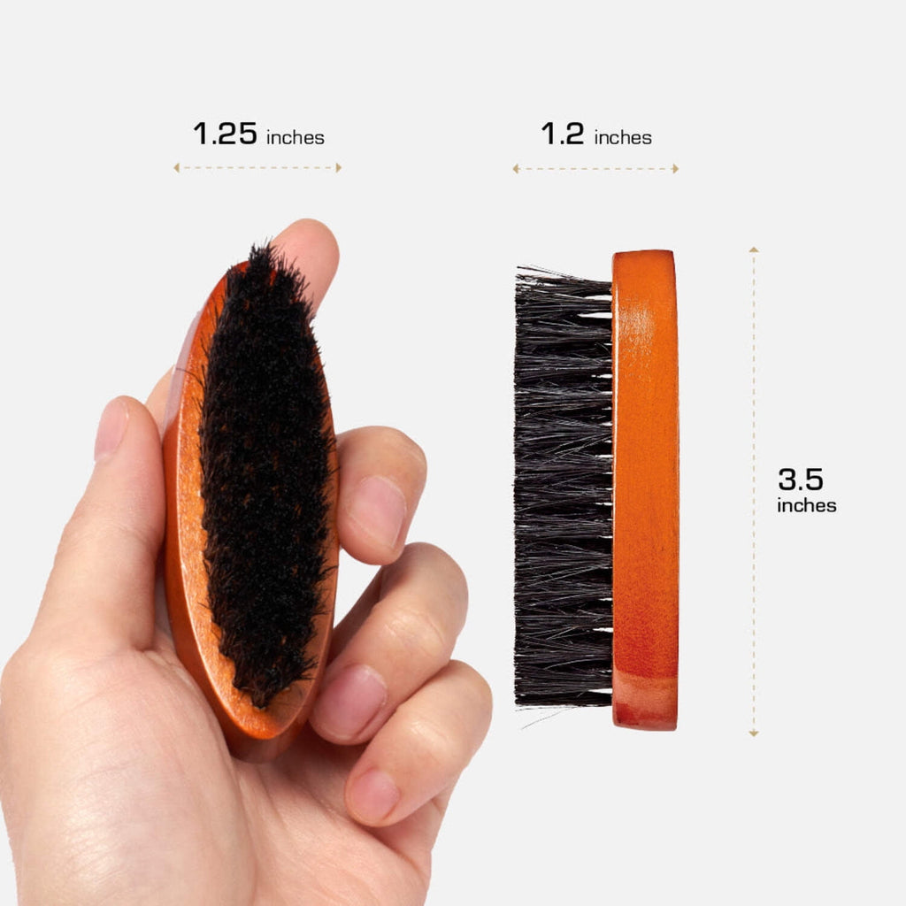 RED with 100% Natural Boar Bristles for Men, Premium Wooden Brush, Beards Mustaches Grooming Shaving Comb, Tame and S... - Image 4