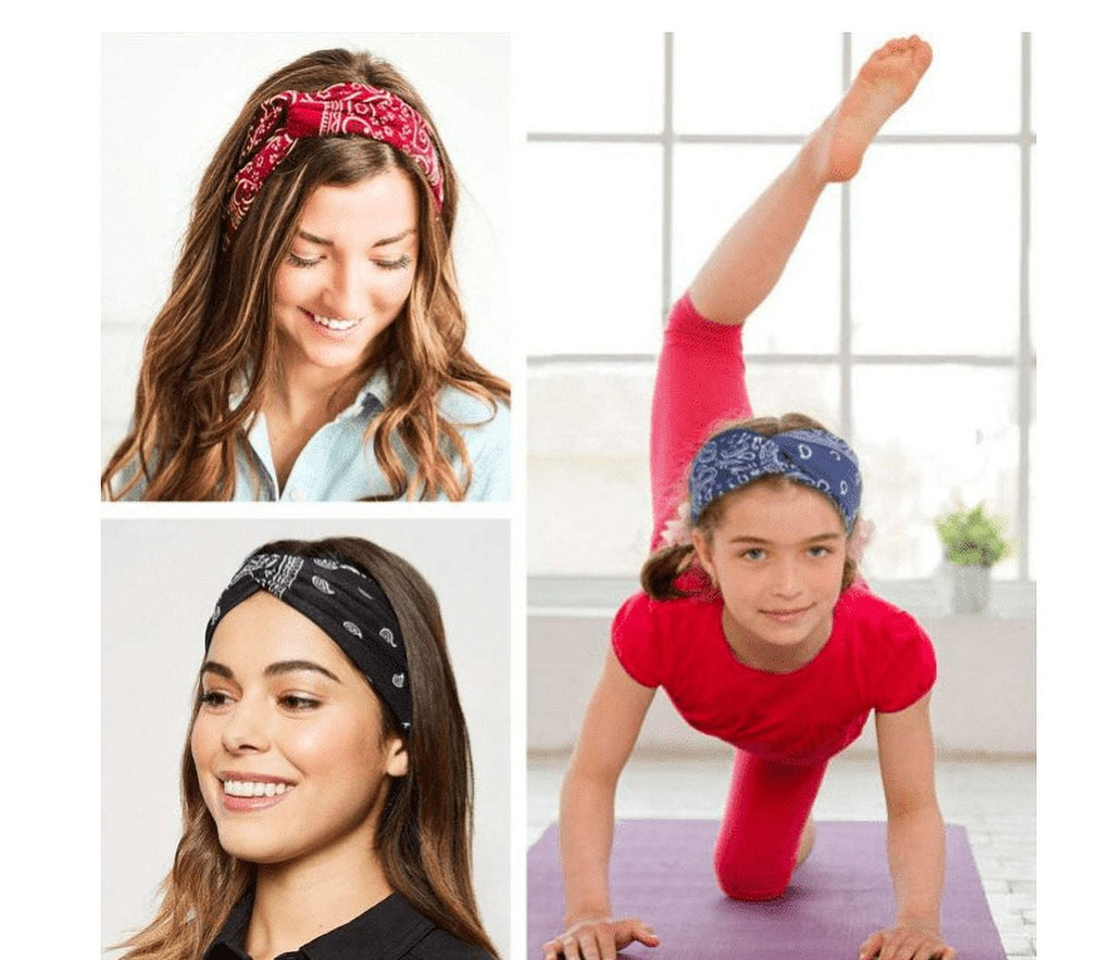 6Pcs - Bandana Headband for Women, Elastic Cotton Turban Wide Hair Band Head Scarf Hair Wrap, Ladies Stretchy Head ba... - Image 5