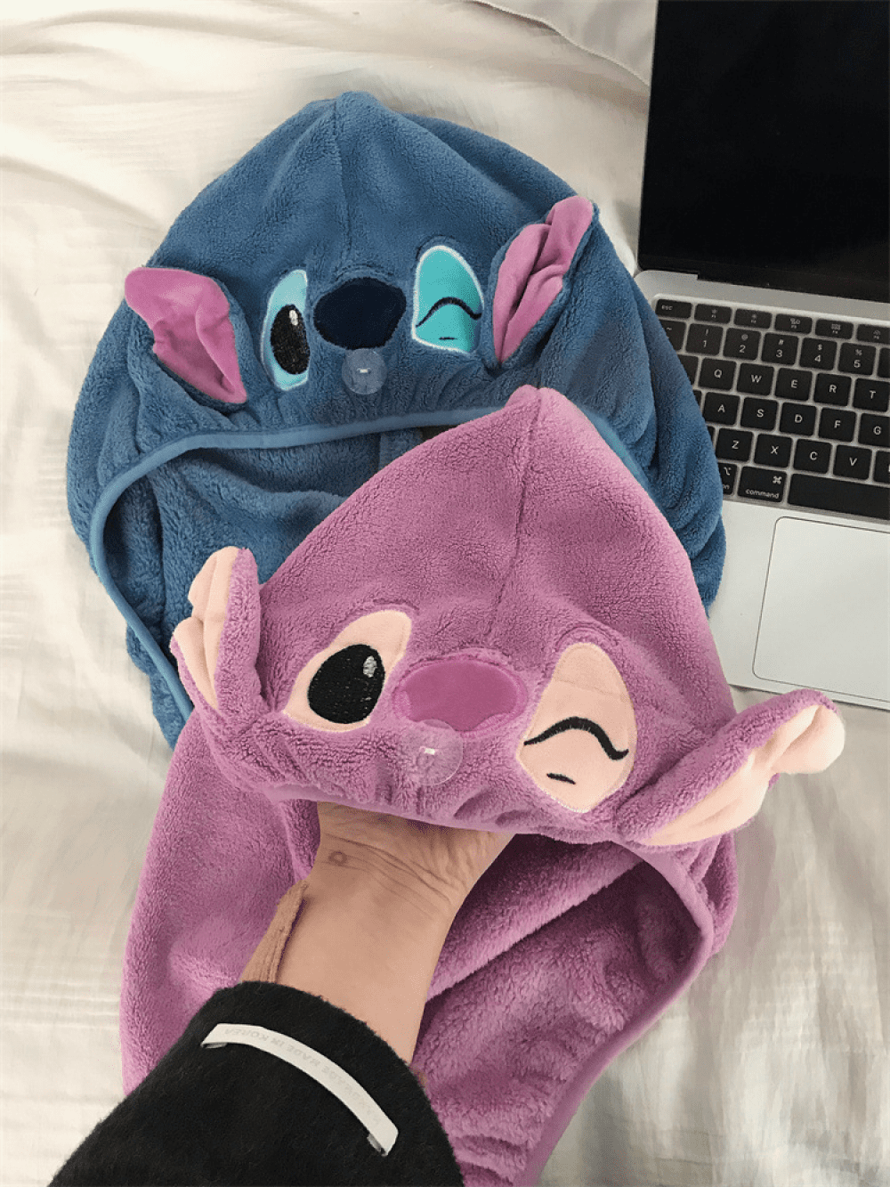Stitch Coral Velvet Hair Towel Wrap, Fashionable Shower Hat for Women, Quick-Drying Bath Accessory - Image 3