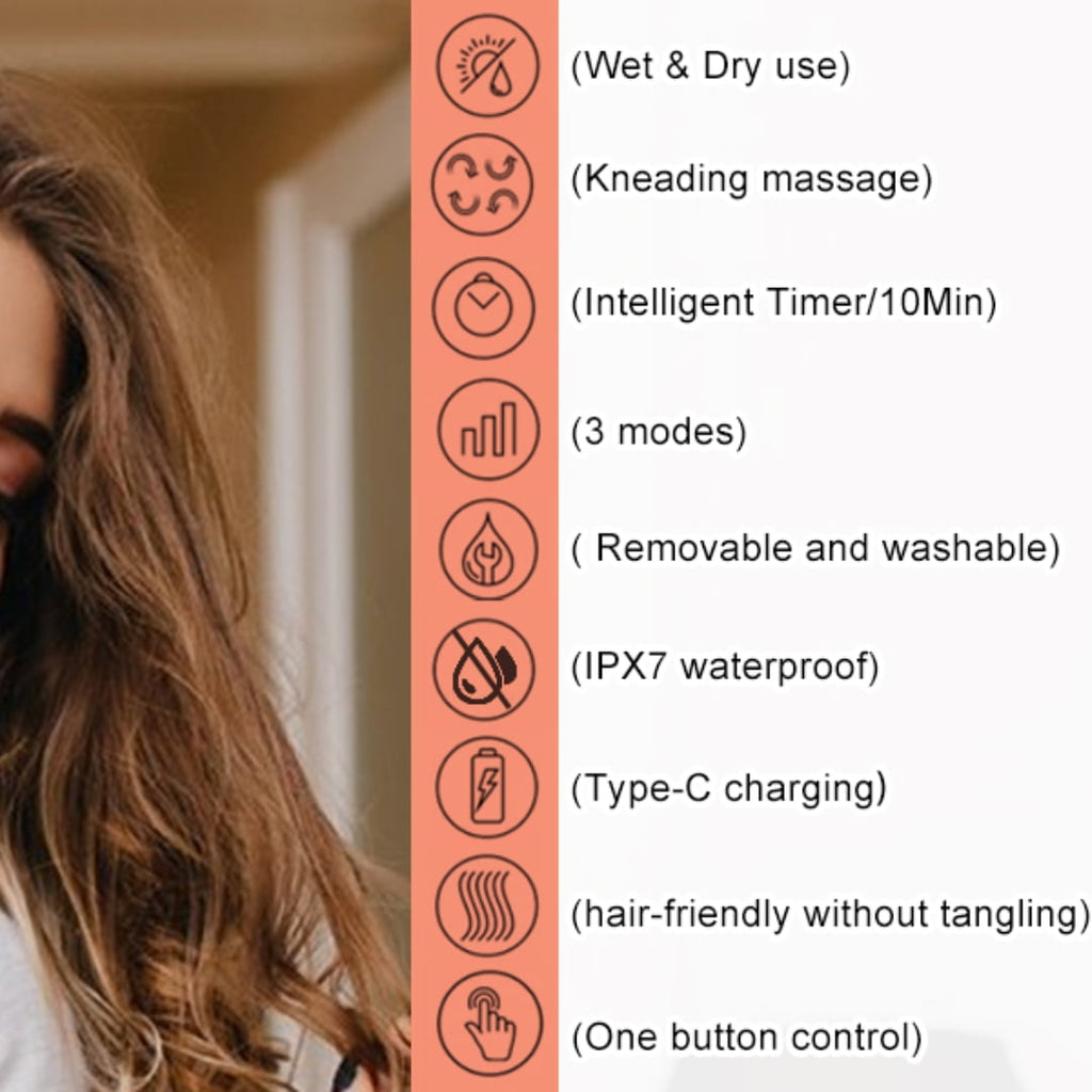 Hair Growth,Electric Head with 8 Removable Massage Claws Cat (Gold) - Image 5