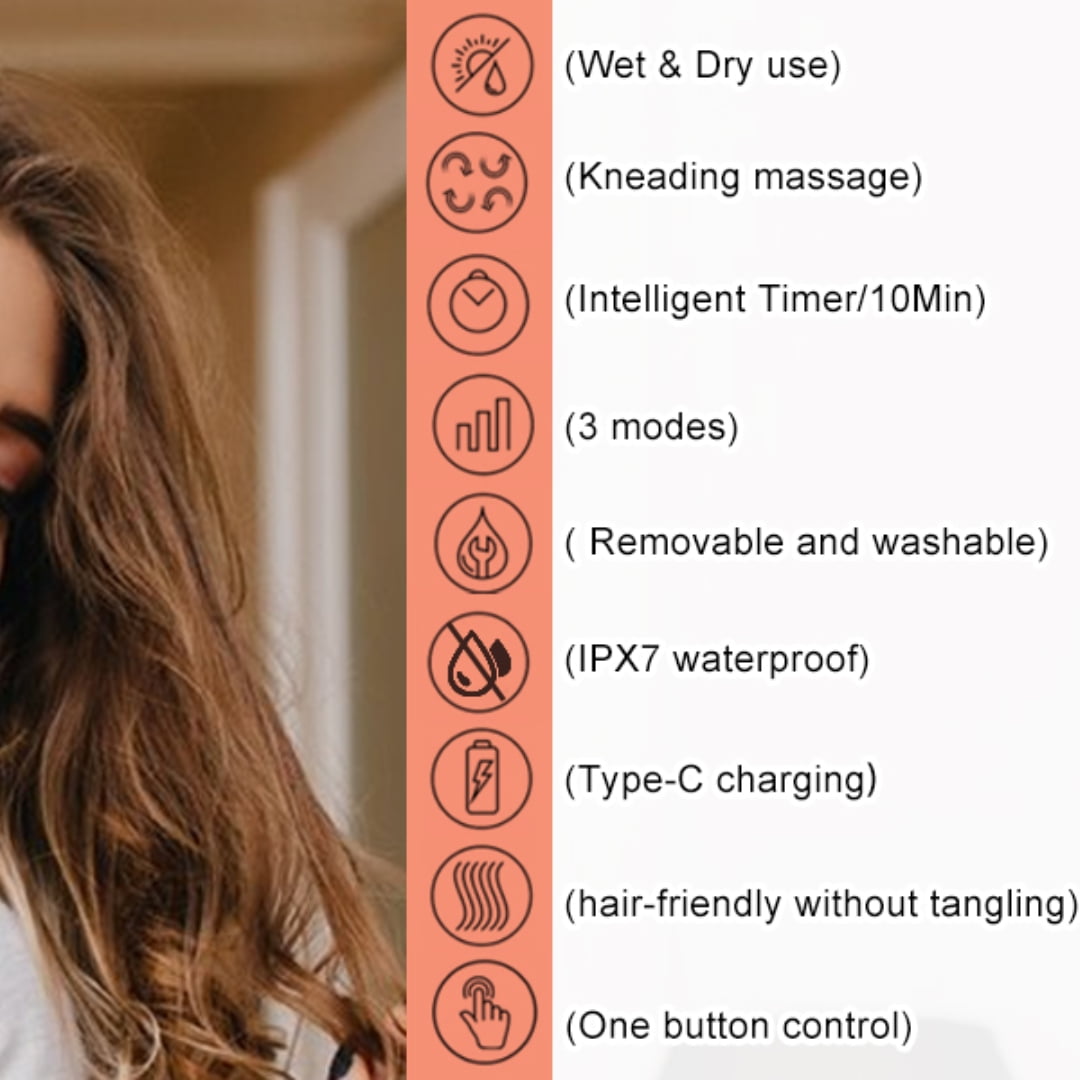 Hair Growth,Electric Head with 8 Removable Massage Claws Cat (Gold) - Image 5