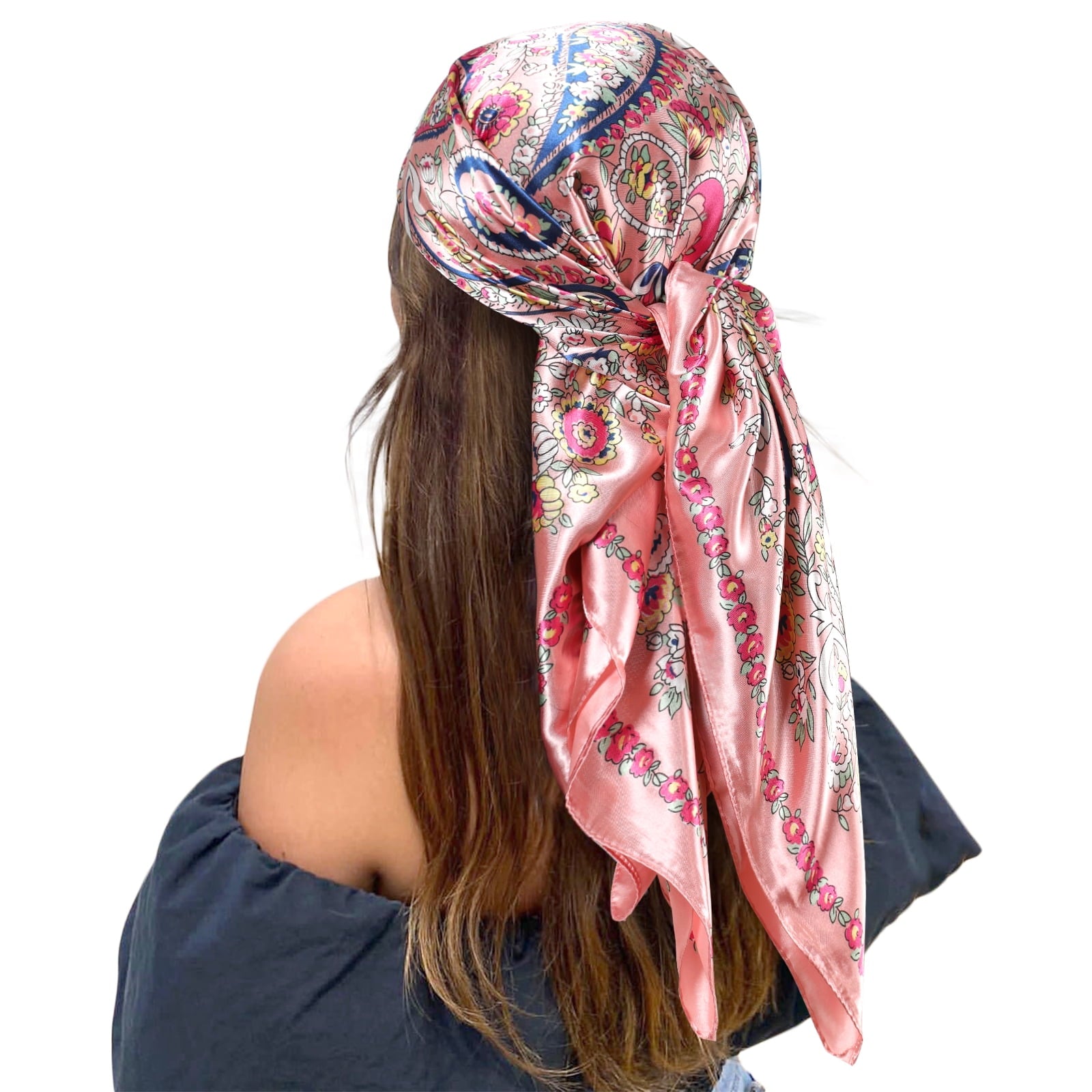 35" Large Square Satin Head Scarf - Silk Hair Scarf Square Hair Bandanas Women Sleeping Head Wraps - Image 5