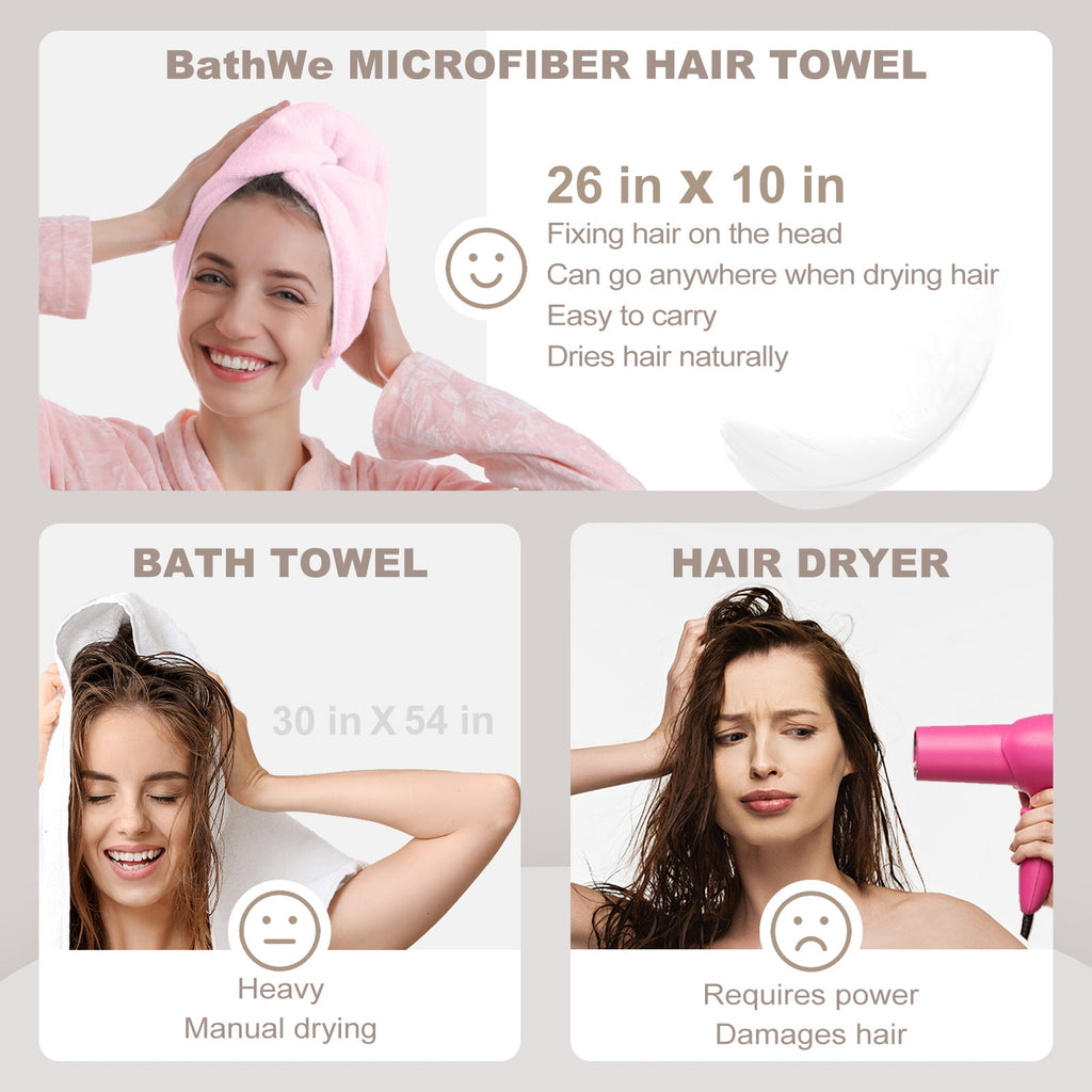 Wrap for Women 2 Pack, Ultra Absorbent Twist Turban Drying Cap Wrap, Blue&Gray - Image 2