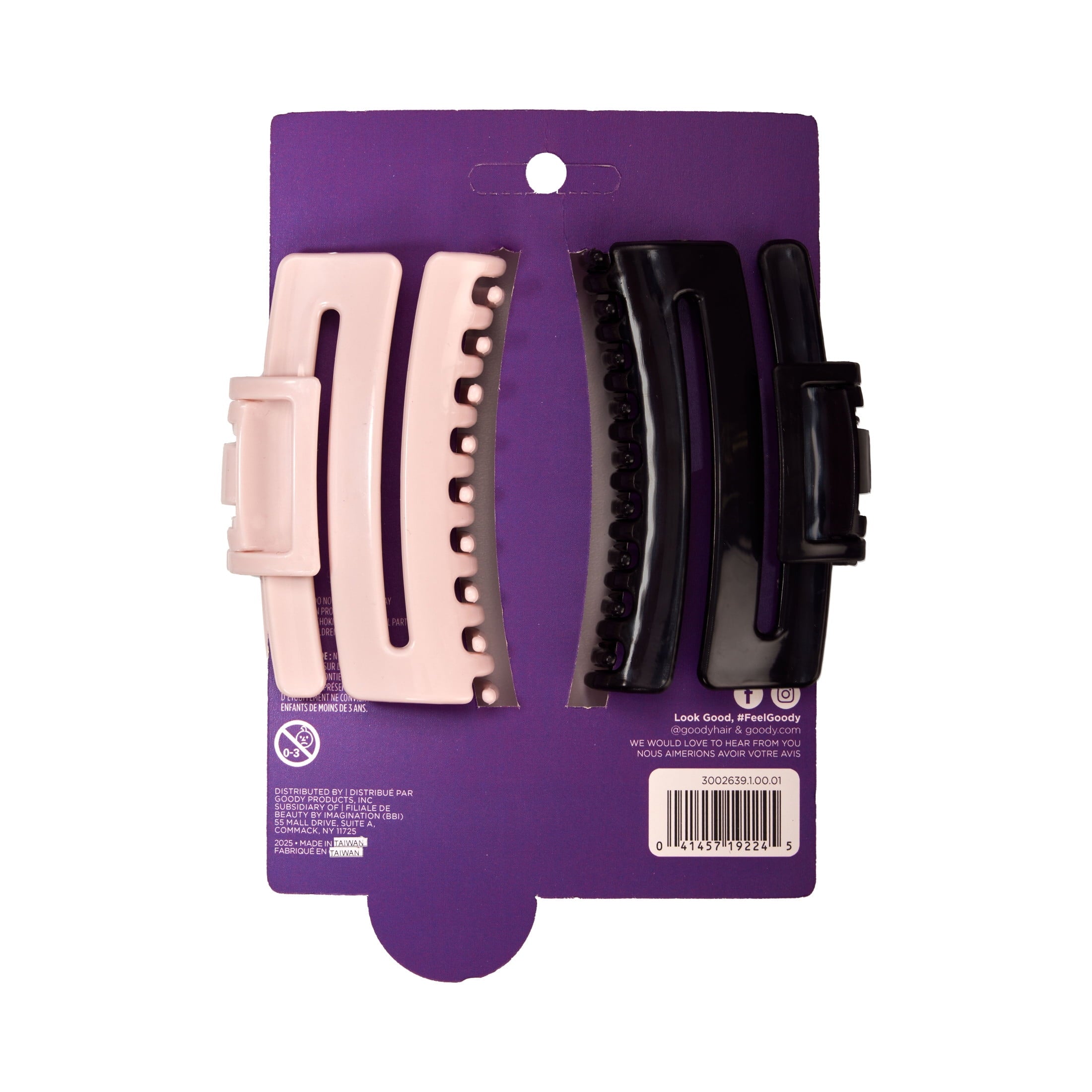 Claw Clips, Black & Pink, No-Slip Grip, All Day Comfort, For All Hair Types, 2 Count - Image 2