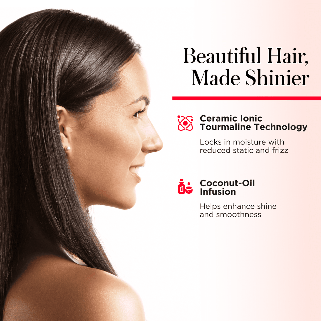 1" Coconut Oil-Infused Ceramic Flat Iron, Black - Image 3