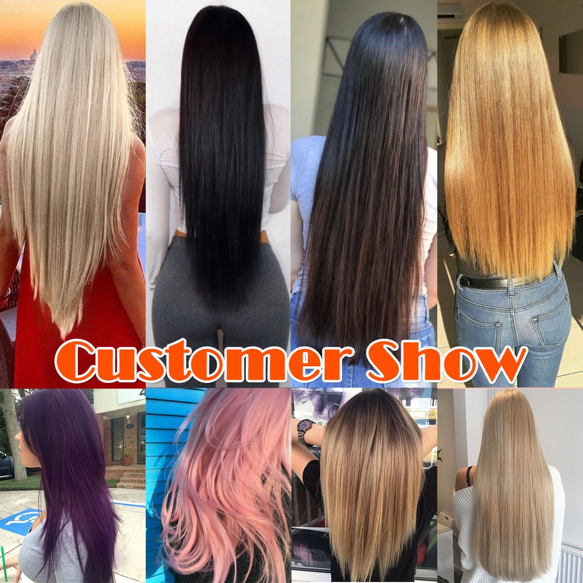 SEGO Clip in Hair Extensions Straight Full Head Real Hair 8 Hair Pieces 18 Clips For Women Hollywood Hair Accessory Blonde/Golden/Red/Purple - Image 5