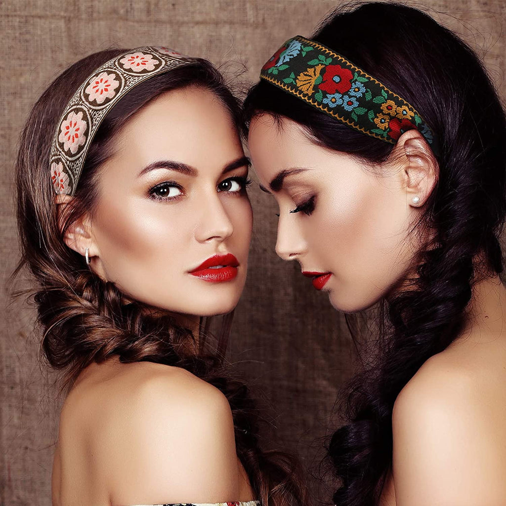 4 Headband for Women Embroidery Wide Hair Band Bohemia Floral Knotted Wide Headbands Vintage Ethnic Style Girls Acces... - Image 6