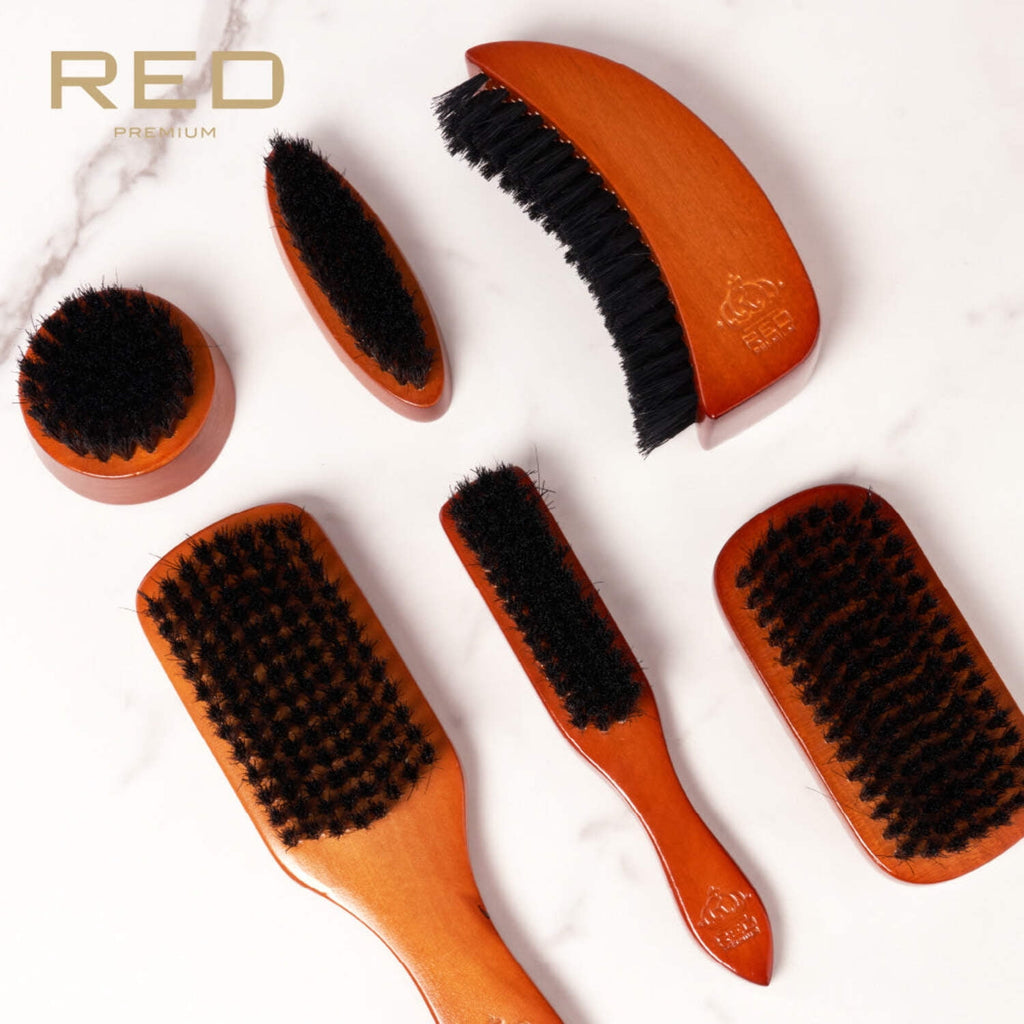 RED with 100% Natural Boar Bristles for Men, Premium Wooden Brush, Beards Mustaches Grooming Shaving Comb, Tame and S... - Image 5