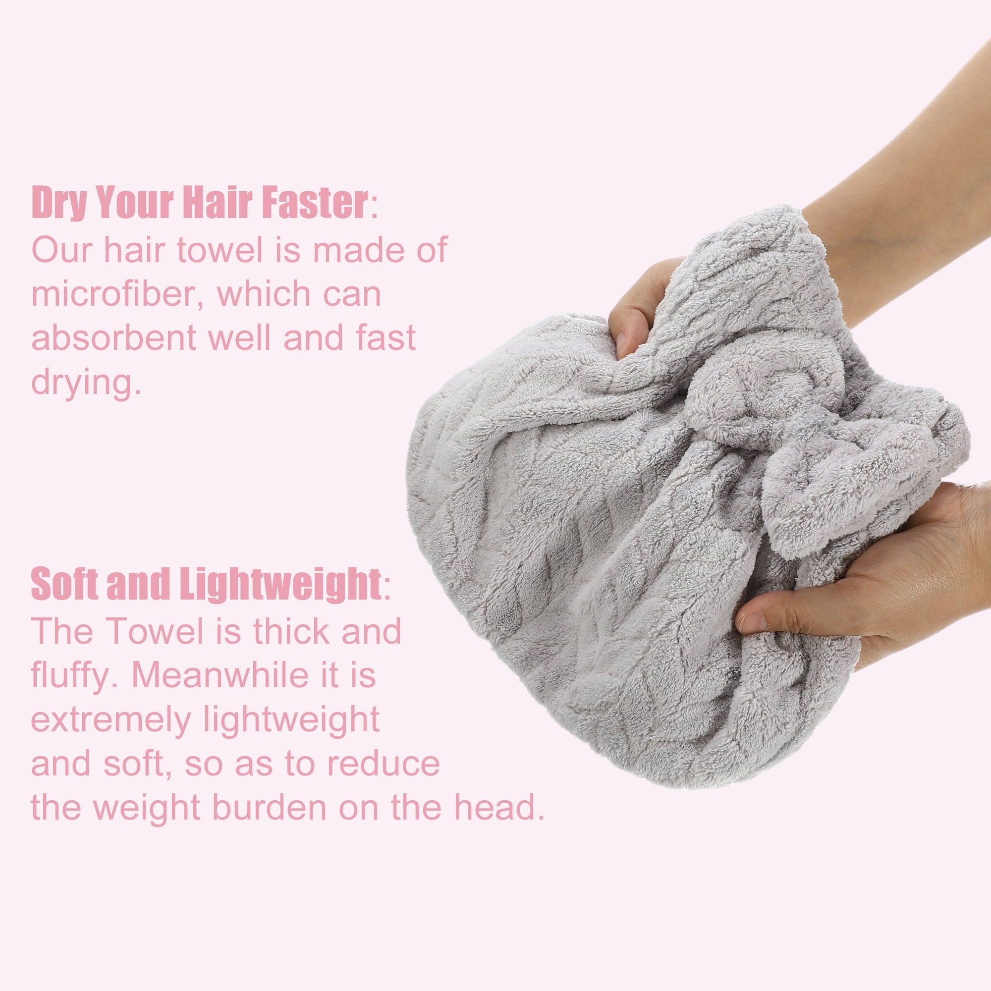 Shape Hair Drying Towel Dry Cap Quick Drying Lightweight Gray - Image 3