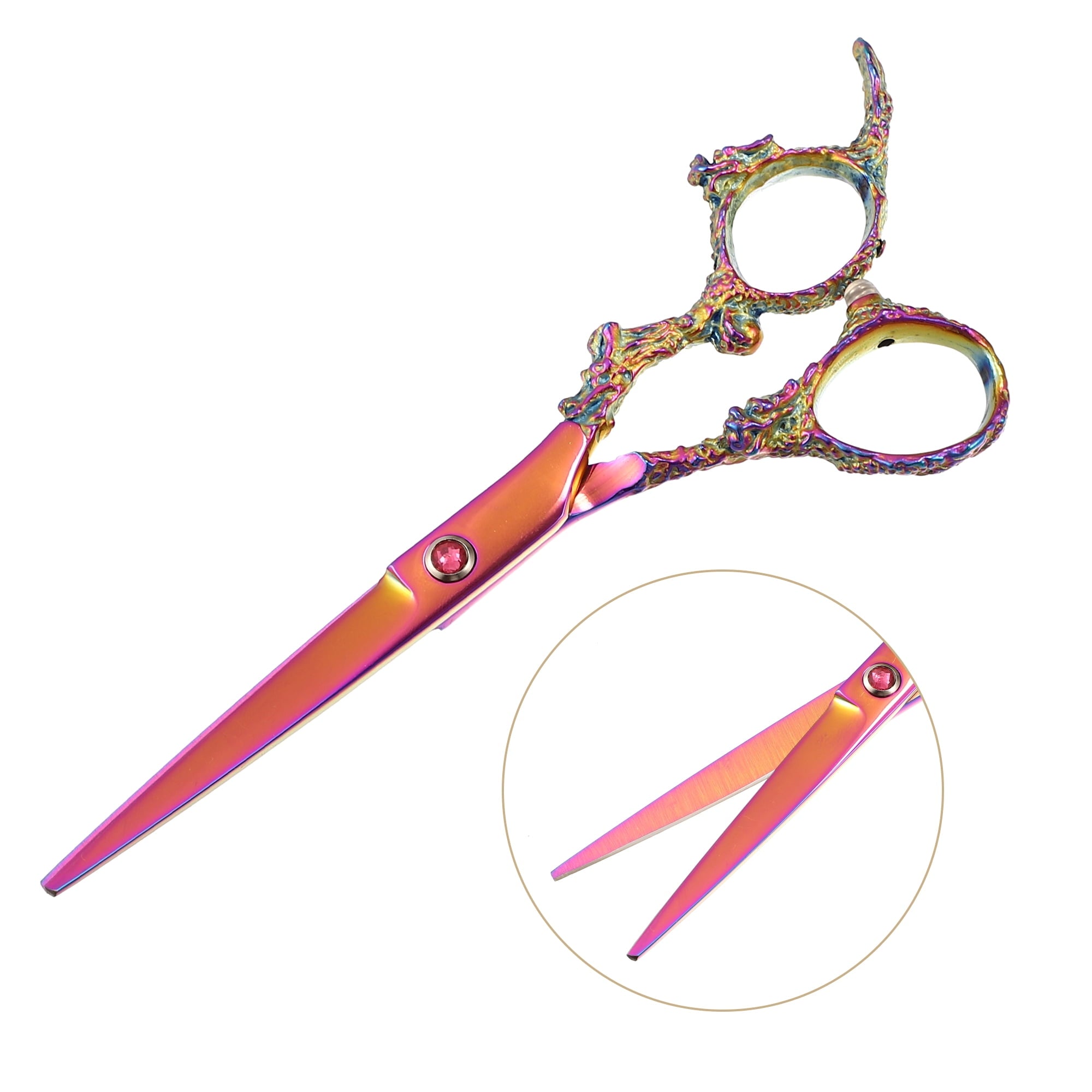 Scissors Cutting Scissors Stainless Steel Razor Trimming Scissors 6.5" Long Pink - Image 4