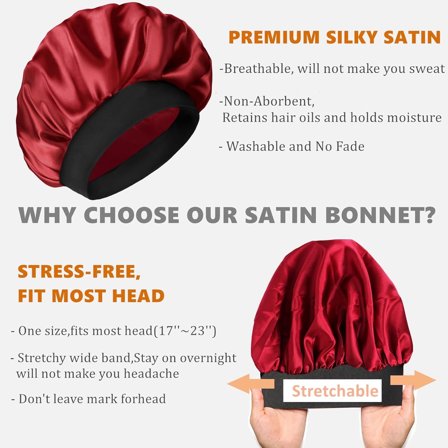 3 PCS Satin Bets for Black Women,Hair Bet for Sleeping, Satin Hair Cap for Curly Hair,Bet for Men,Bets Pack A - Image 4