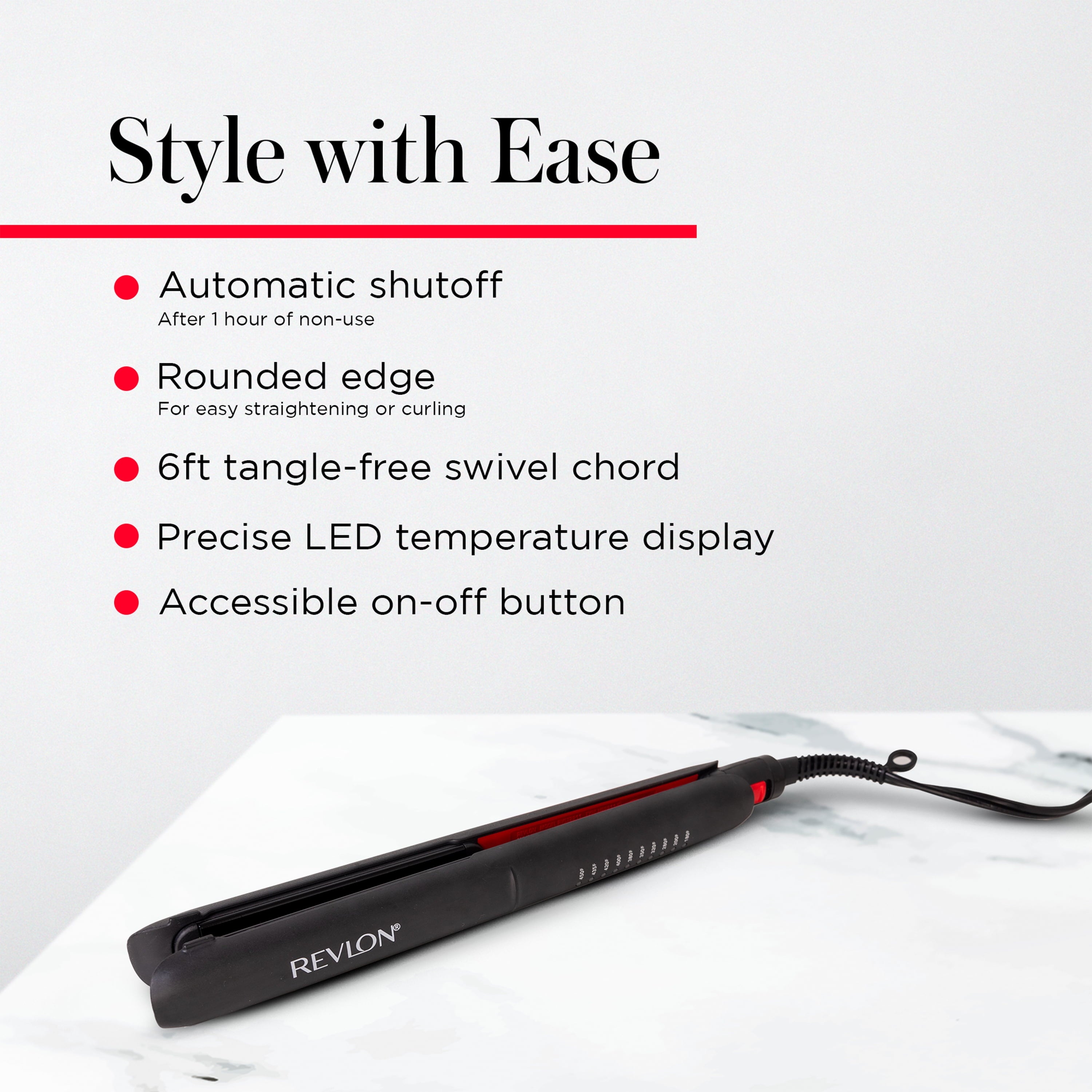 1" Coconut Oil-Infused Ceramic Flat Iron, Black - Image 6