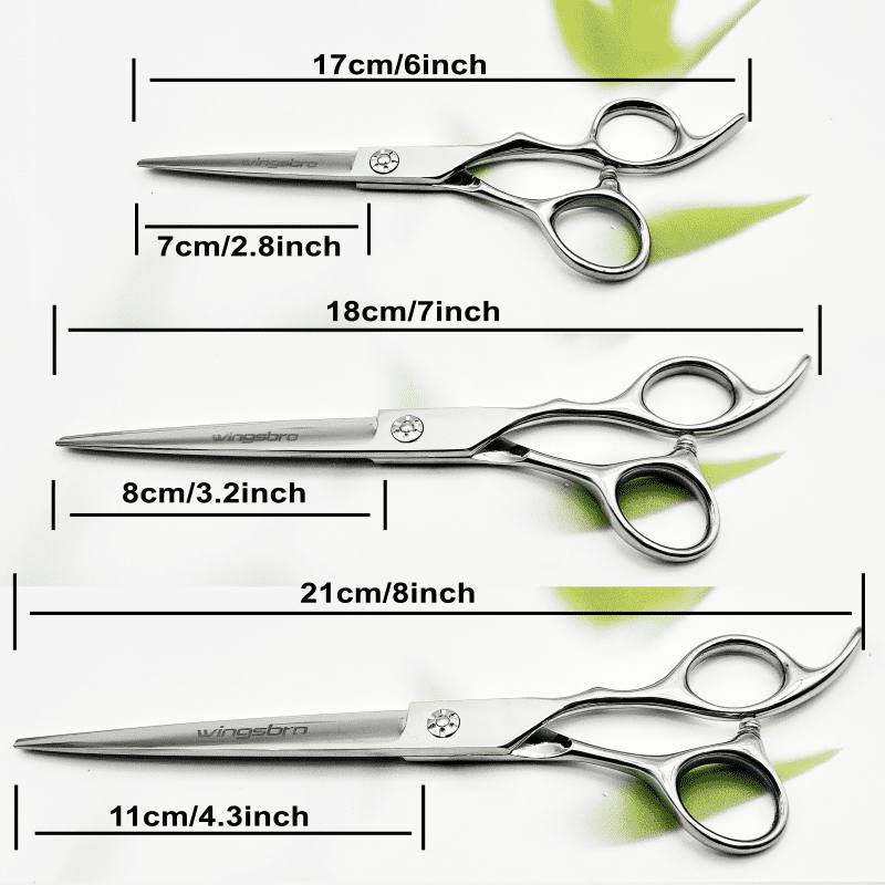 wingsbro 8 inches Silver Flat Scissors for Hair Cutting, Professional Barber Scissors - Image 2