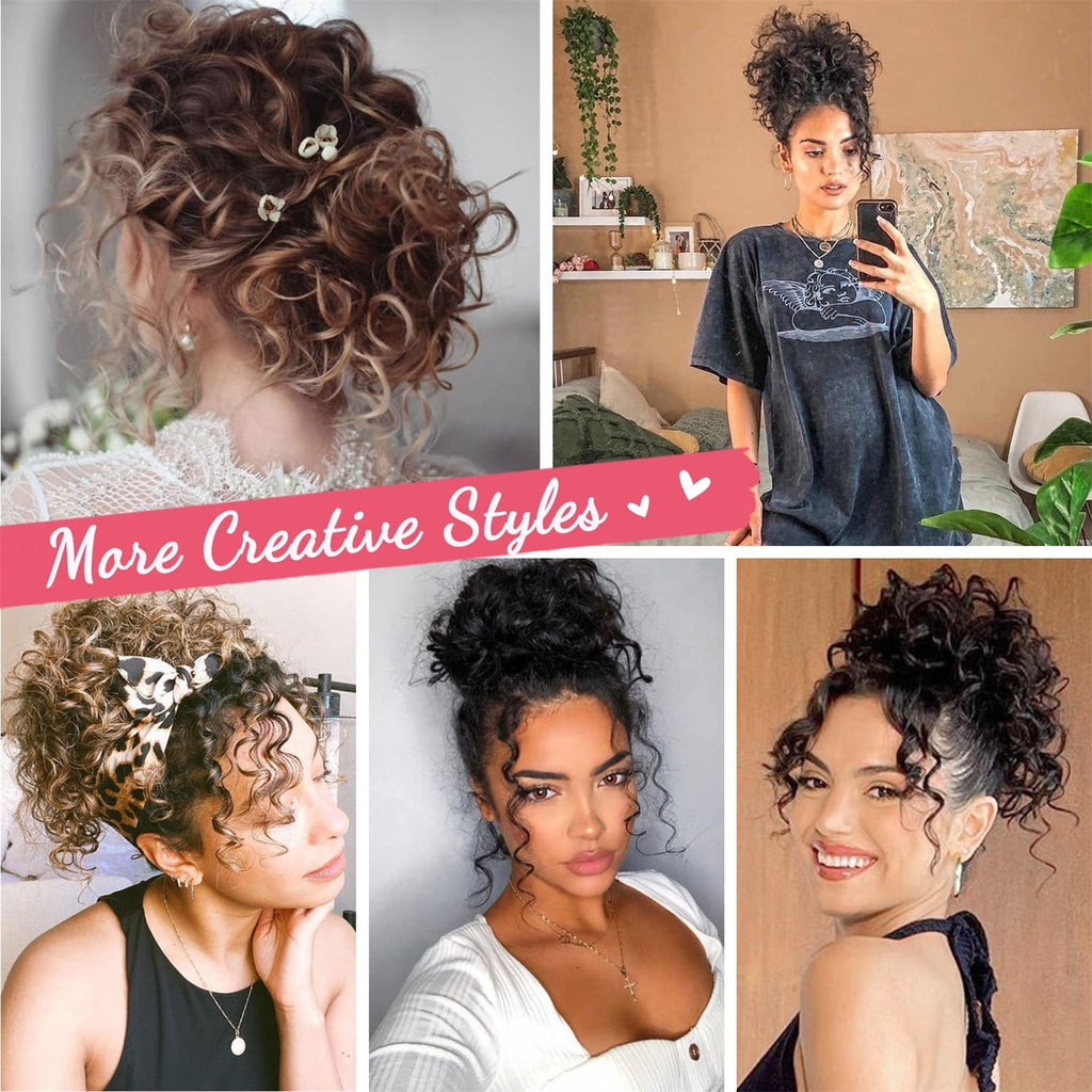 Messy Bun Drawstring Ponytail 9.84", Dark Brown - Image 6