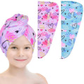 2pcs Towel Wrap For Wet For Women Kids Fast Drying Microfiber Towel With Button Portable Head Towel Wrap