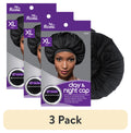 (3 pack) Ms. Remi X-Large Black Satin Hair Bonnet for Day and Night Protection