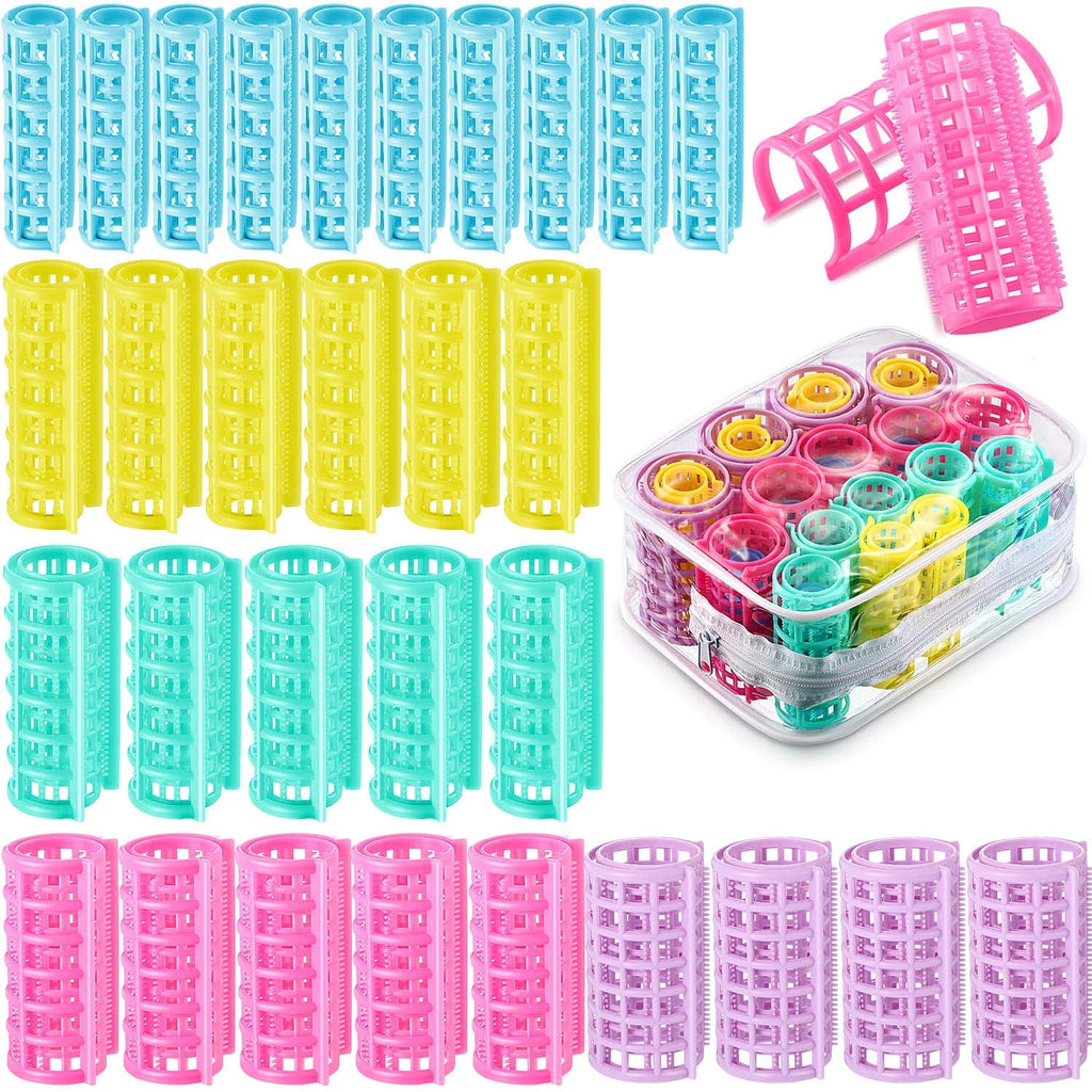 30 Plastic Hair Rollers, 5 Sizes Self-Grip Curlers, Hair Rollers for Long Medium Short Thin Fine Hair, No Heat Requir...