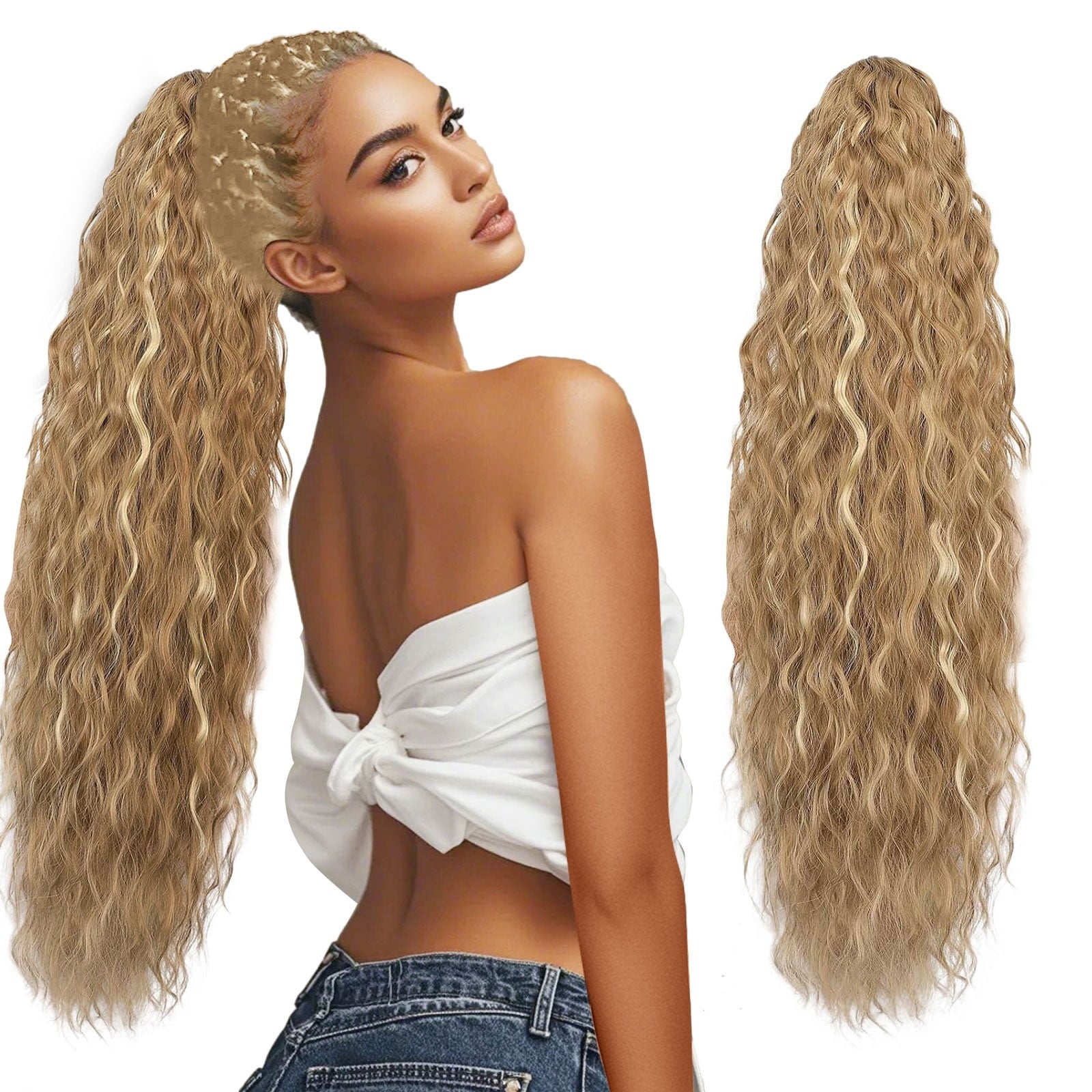 30 inch Claw Long Wavy Ponytail Extension Pony Tail Clip in Hair Extensions for Women Synthetic Hairpiece