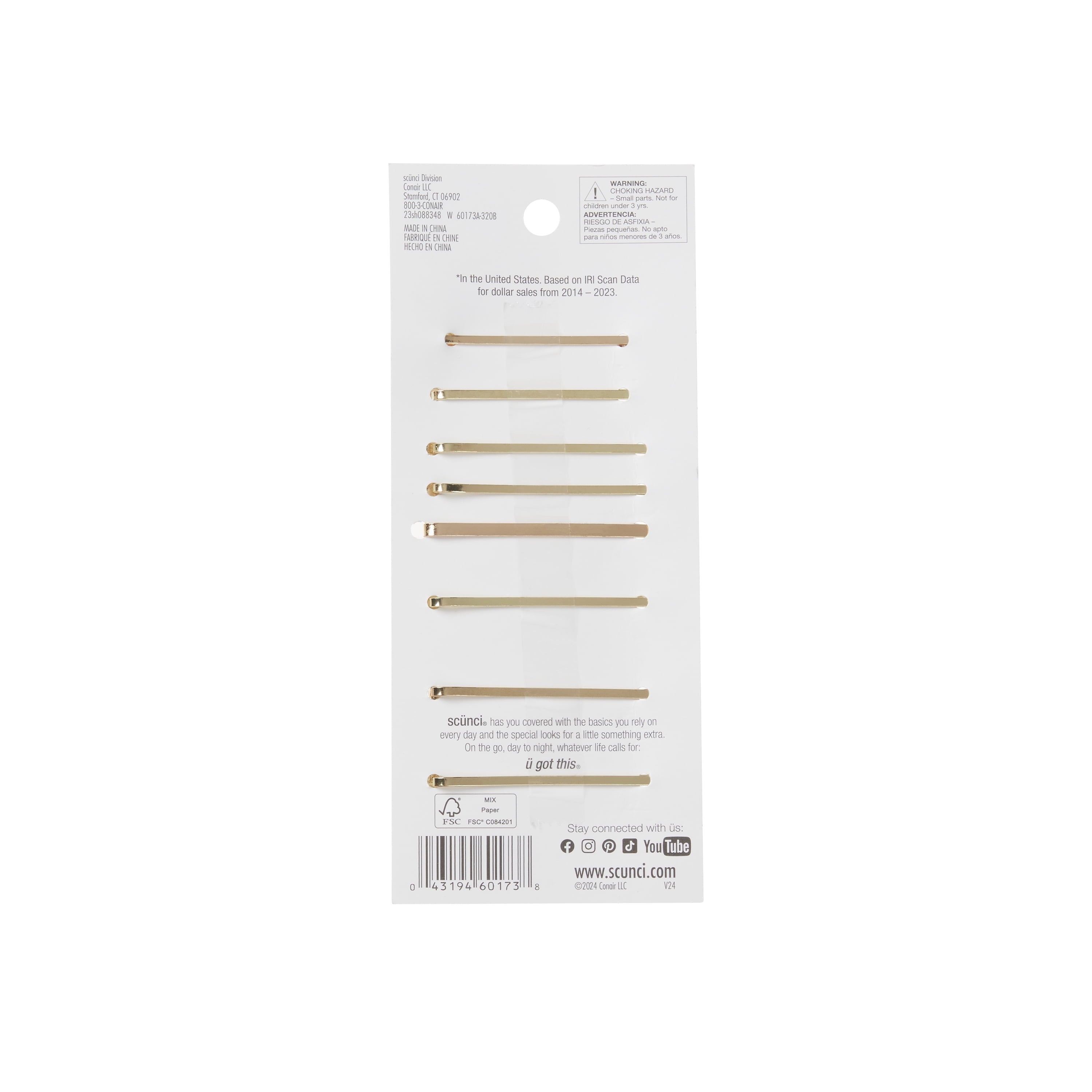 Scunci Mixed Pearl Bobby Pins, Gold, 8 Count - Image 5