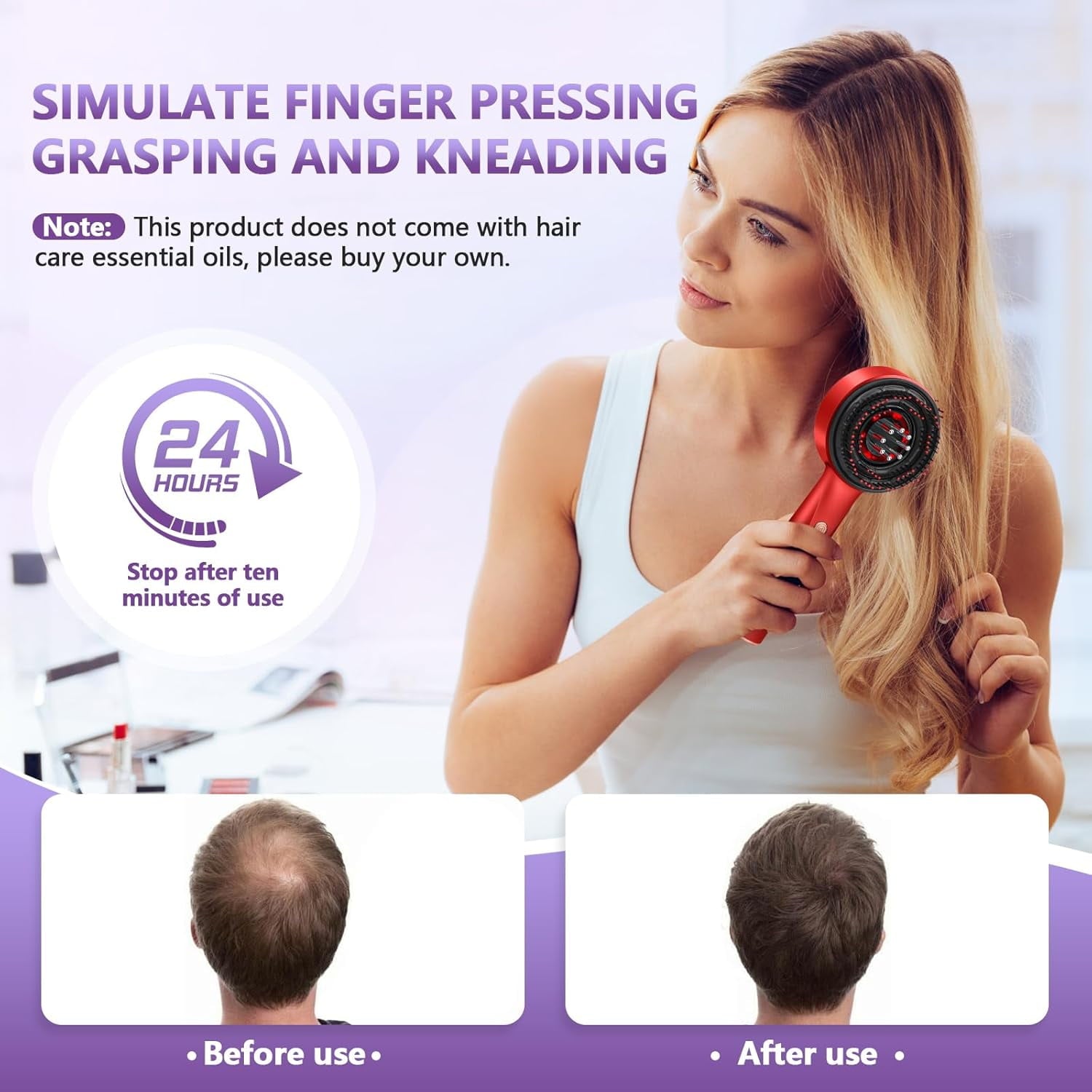 3 in 1 Hair Oil Applicator, Electric Head Massager Scalp, Hair Brushes for Hair Scalp Massager with Adjustable Speed,... - Image 5