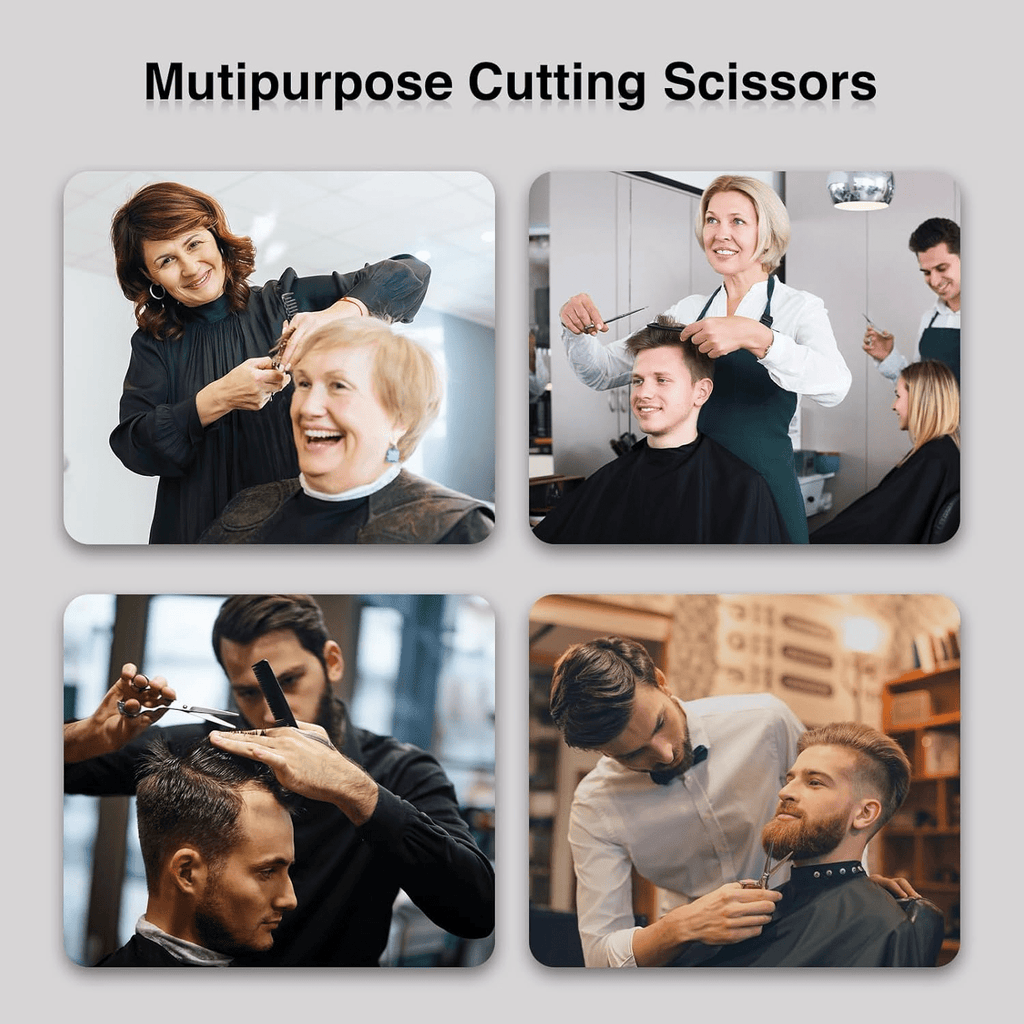 Inch Professional Set ,Thinning Shears Kit, Grooming cut Kit,Right Left Handed Barber Scissors-Silver - Image 4