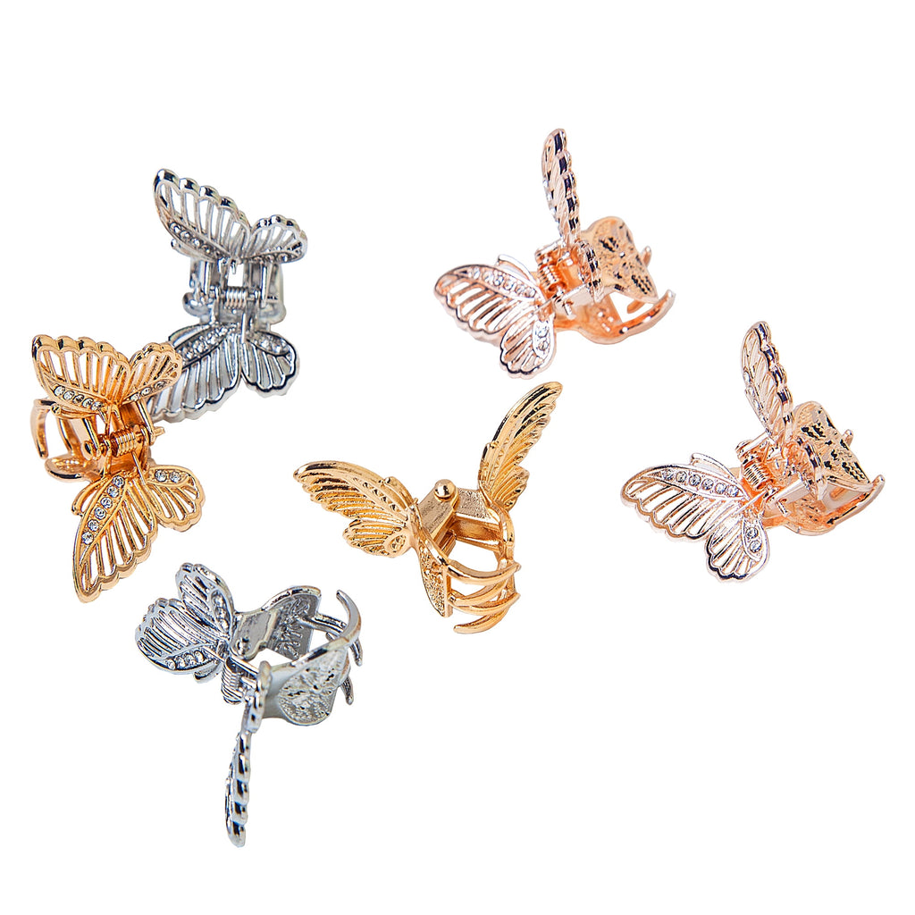 Enchante Accessories Mini Metal Butterfly Claw Clips, 6 Pieces - Image 6
