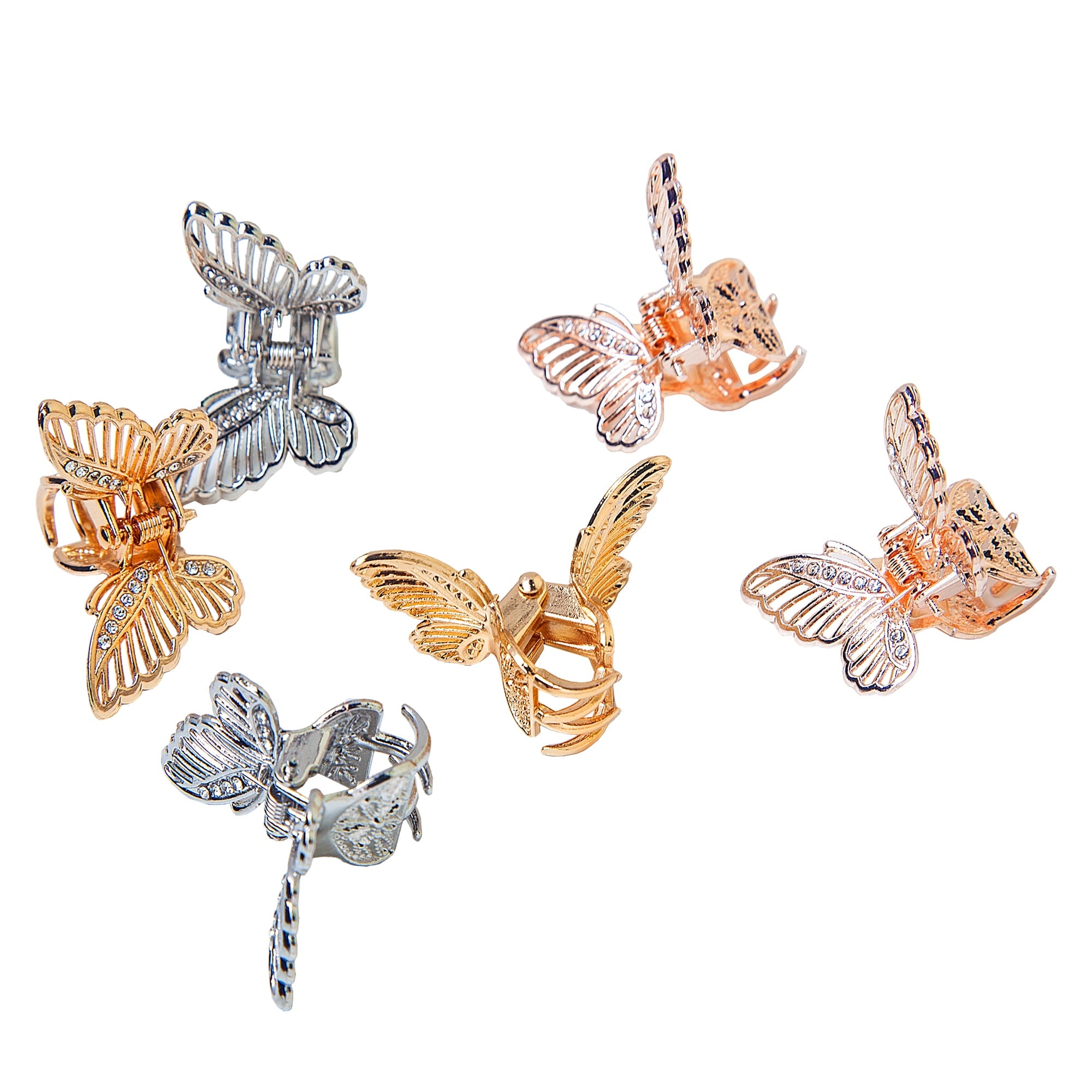 Enchante Accessories Mini Metal Butterfly Claw Clips, 6 Pieces - Image 6