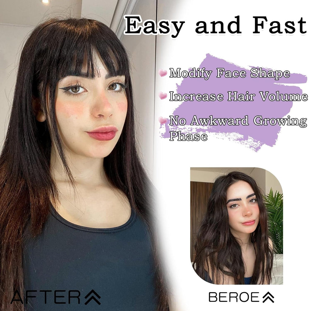 The Clip in Bangs 100% Real Human Hair Toppers Wispy Bangs 360°3D Cover Bangs Hair Clip Fake Bangs Hair Extensions for Women Hair Pieces Cli - Image 5