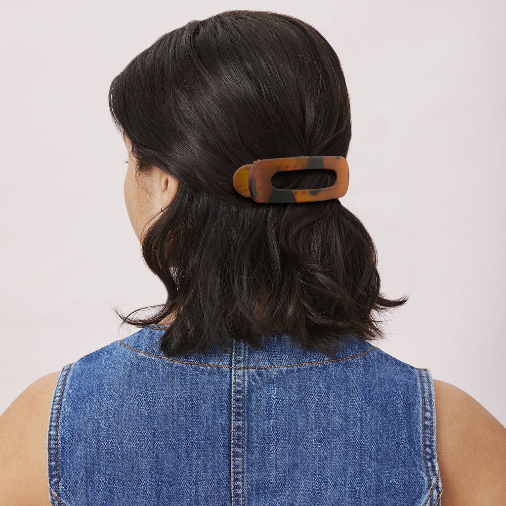 Scunci by Conair Flat Claw Clips, Quilted Black & Tortoiseshell, 2 Count - Image 4