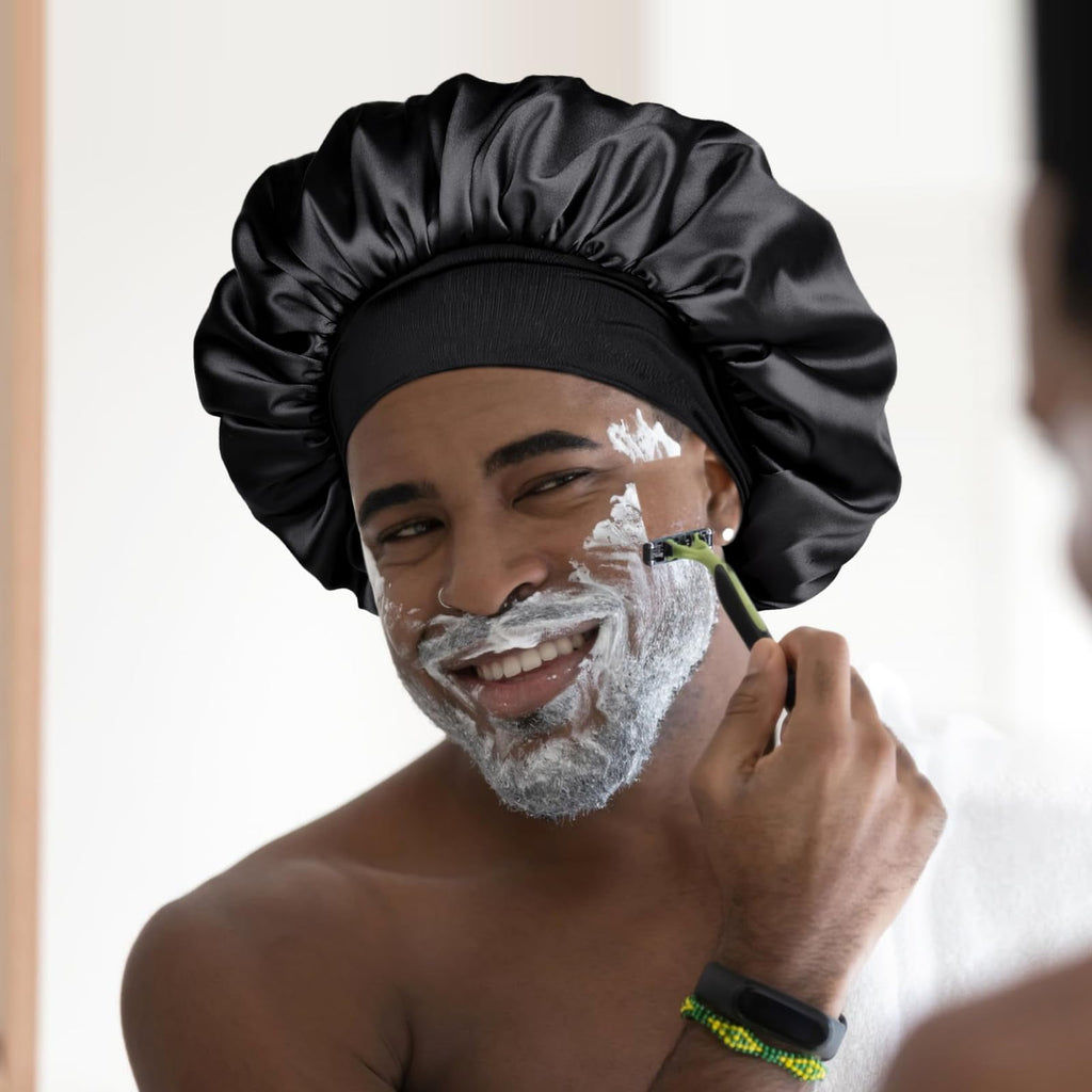 for Men Hair for Sleeping Double Layer Satin s for Black Women Curly Hair Braids,Black - Image 4