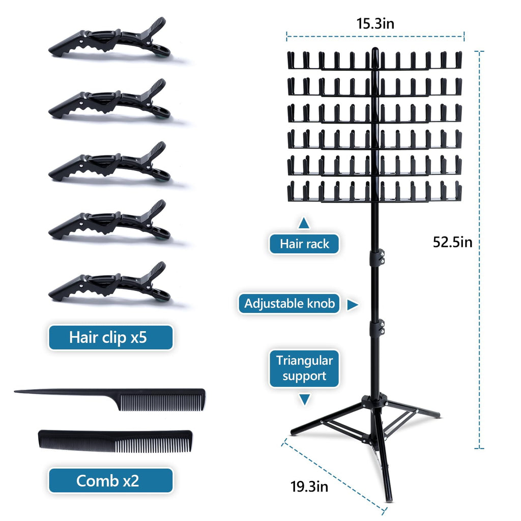 Adjustable Hair Braiding Rack with 144 Pegs Foldable Hair Extension Holder for Braiding, Standing Hair Divider with 2... - Image 3