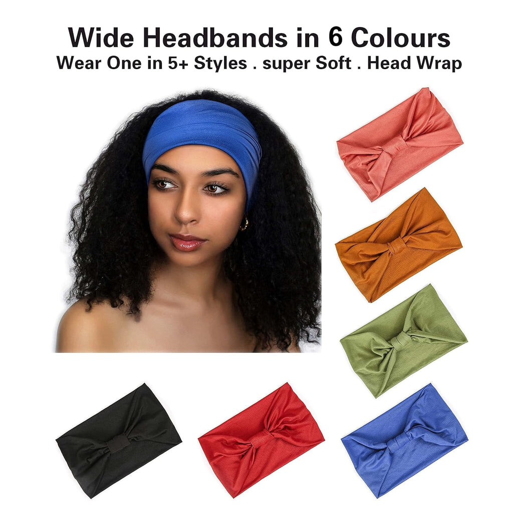 6 Pack Wide Headbands for Women Non Slip Soft Elastic Hair Bands Yoga Running Sports Workout Gym Head Wraps, Knotted ... - Image 5