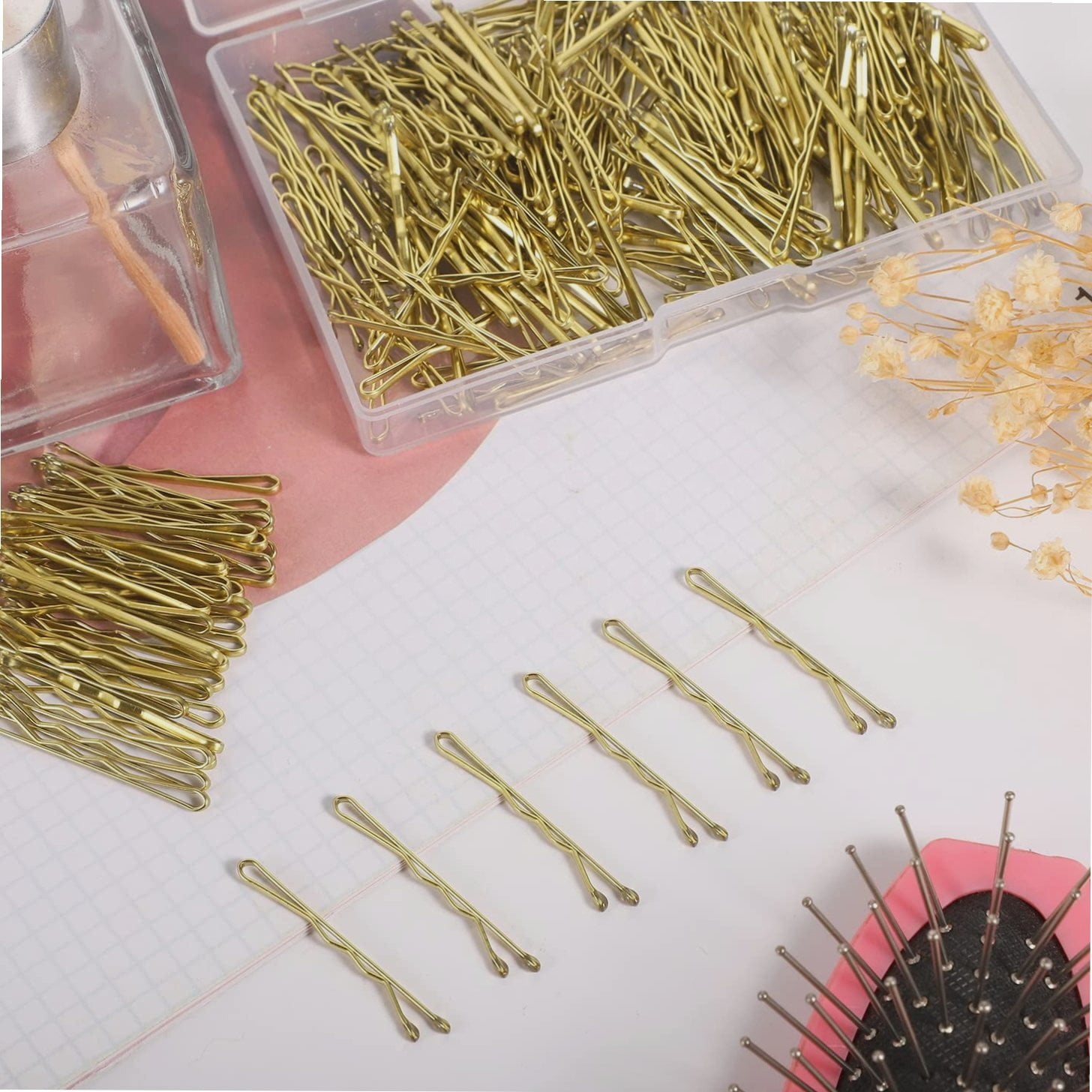 250Pcs 1.38 Inch Mini Bobby Pins, Small Blonde Bobby Pins Hair Bobby Pins for Buns Hair Pins with Storage Box, Valent... - Image 3