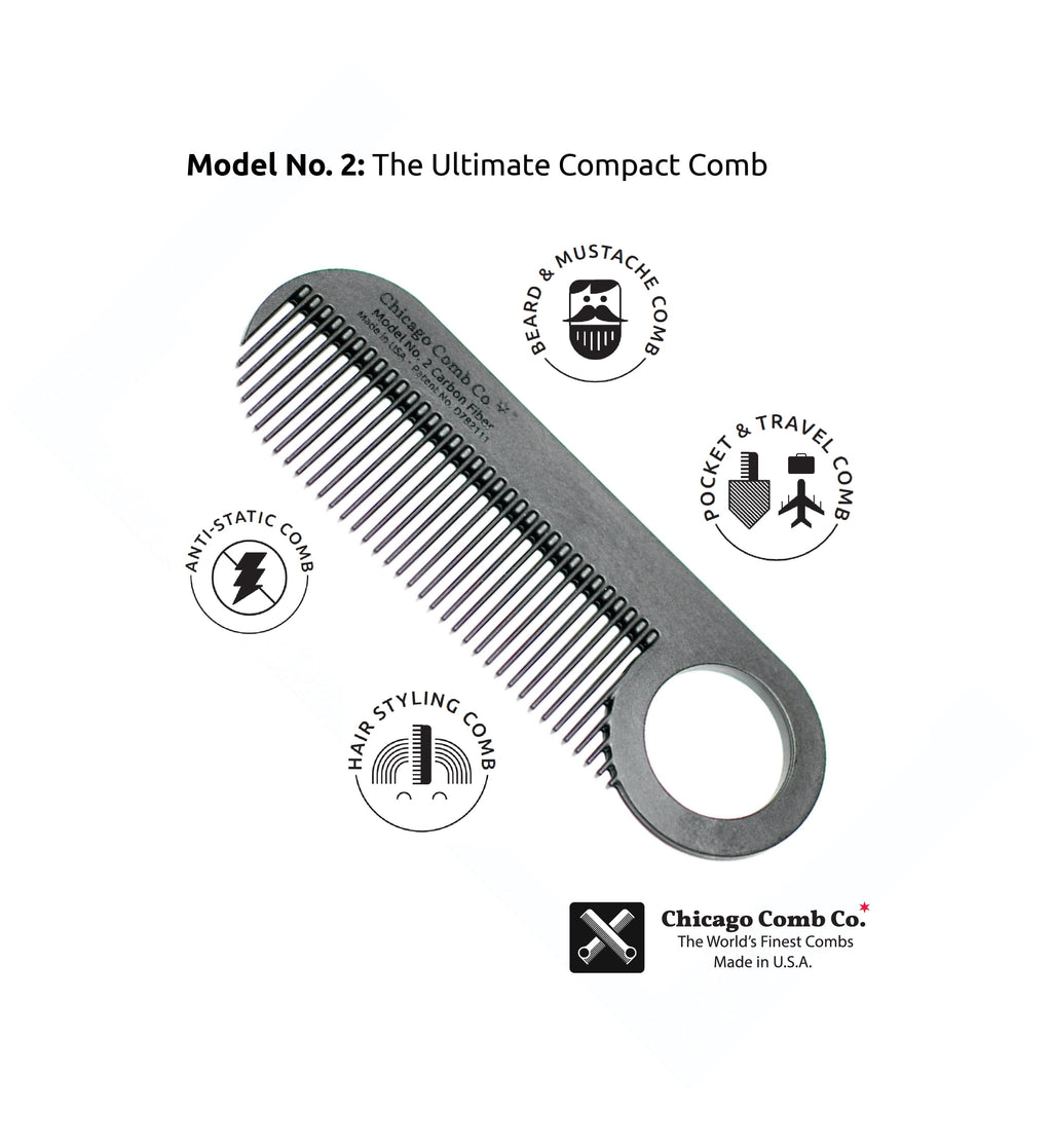 2 Carbon Fiber, Made in , Anti-static, 4 inches (10 cm) long, Fine-tooth, Pocket & Travel , for Thinner Hair, Beard &... - Image 5