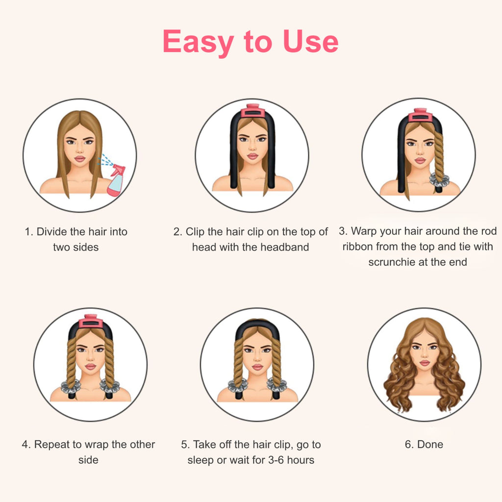 EEEkit Hair Rod, No Hot Hair Roller, Foam Curl Ribbon with Hair Claw Clip and Scrunchies - Image 5