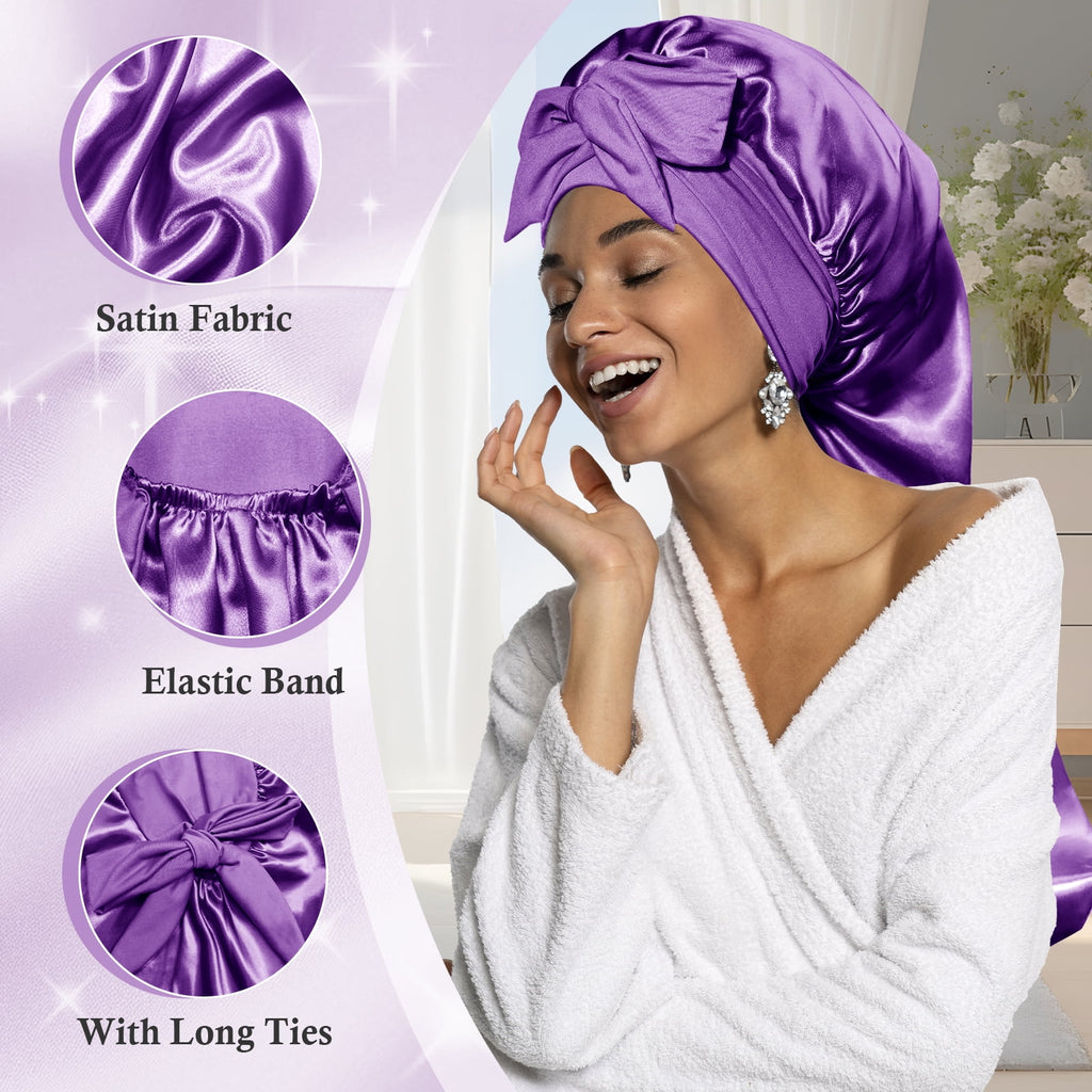 Bet for Women, Double Layer Elastic Hair Bet with 2 Scrunchies & Adjustable Tie Band, Bet for Sleeping Women Braids C... - Image 3