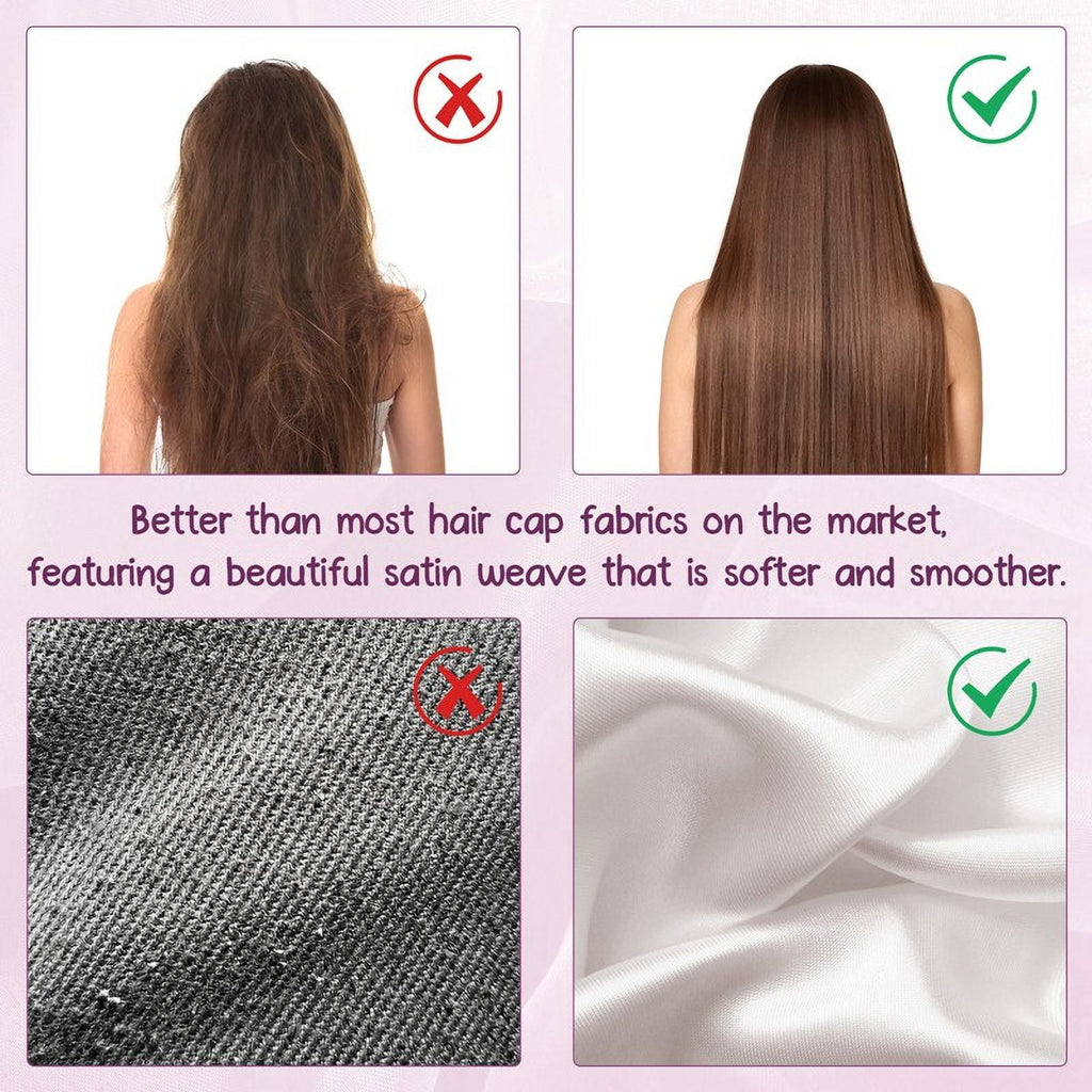 2 Pack Satin Bonnet, Silk Bonnet for Sleeping Women, Silk Sleep Cap Double Layer, Ajustable Hair Bonnet with Tie Band for Women Curly Hair - Image 4