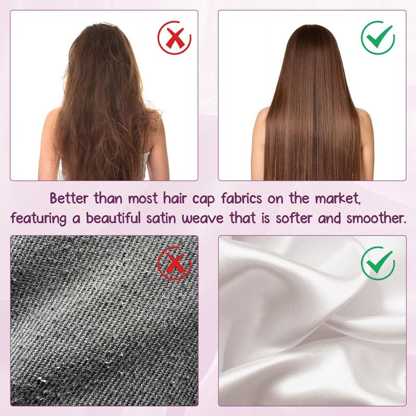 2 Pack Satin Bonnet, Silk Bonnet for Sleeping Women, Silk Sleep Cap Double Layer, Ajustable Hair Bonnet with Tie Band for Women Curly Hair - Image 4