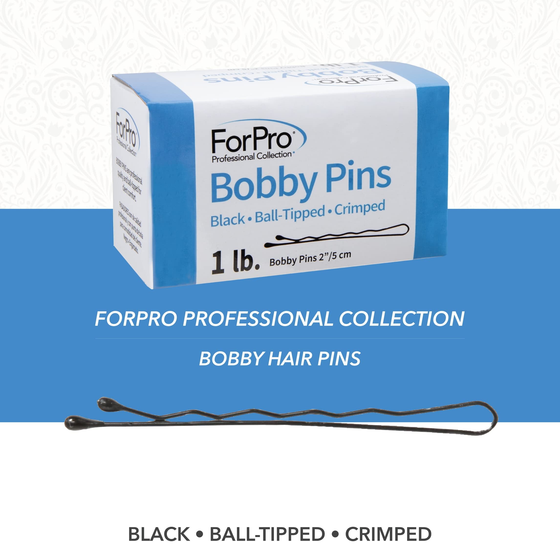 Professional Collection Bobby Pins, Black, Ball-Tipped, Crimped, Non-Slip, Non-Damaging, 2 L, 1 Lb.,446207 - Image 3