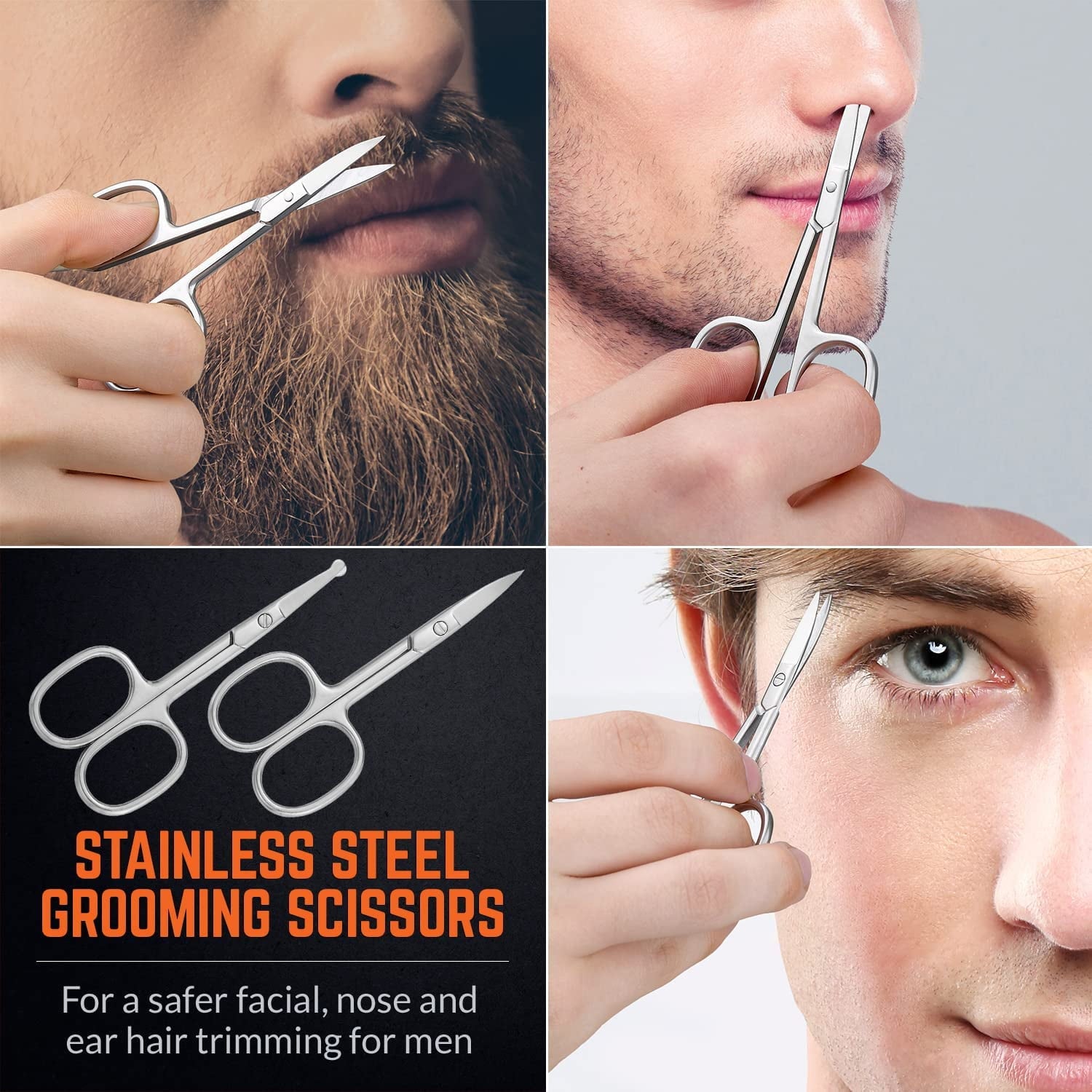 Stainless Steel Grooming Scissors for Unisex, Facial Hair Trimming Set, 2 Piece - Image 2