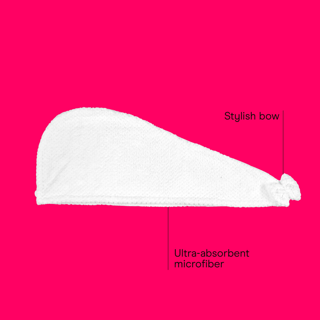 Conair Microfiber Hair Towel with Bow, White - Image 2